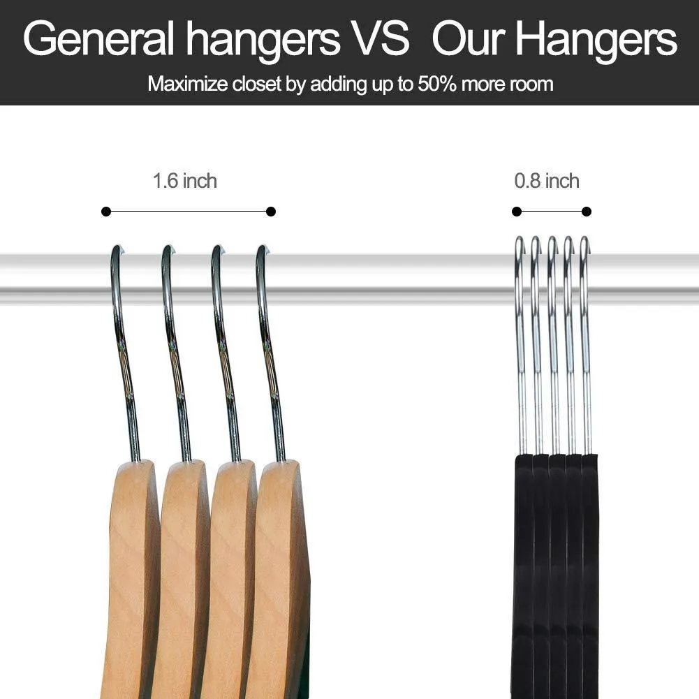 Qiangson Skirt Hangers Pants Hangers with clips 20 Pack Non-Slip Velvety Smooth Texture Clips Clothes Hangers Hook-17.7inch Outfit Hanger Black