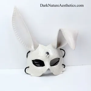 "Calla" Cream White Bunny Rabbit Leather Mask
