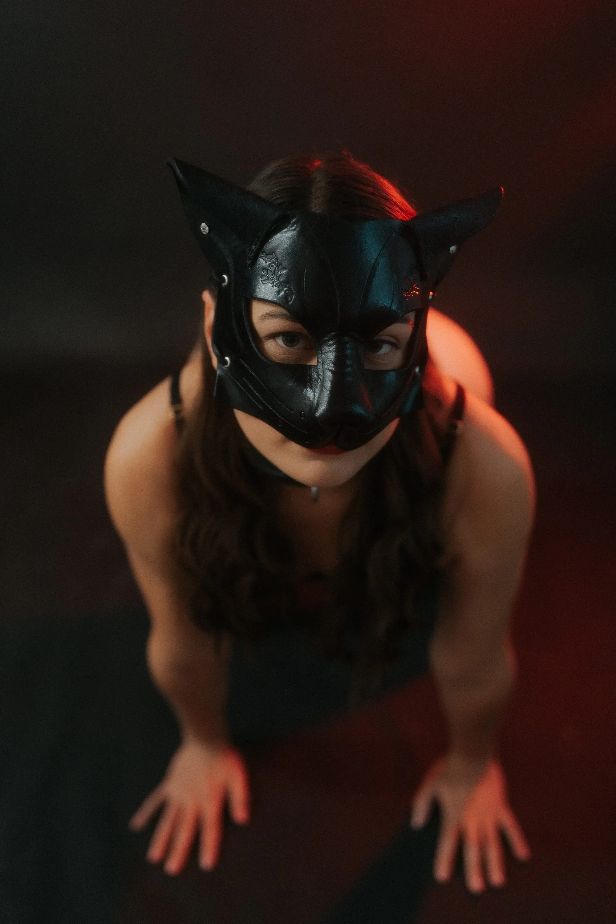 "Deep Abyss" Calista Kitty Cat Leather Mask