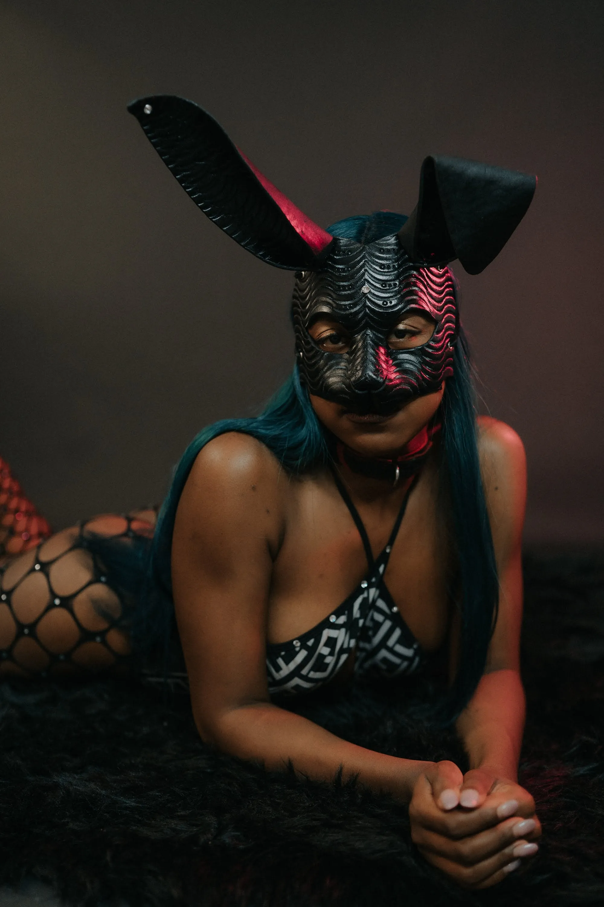 "Deep Abyss" Orion Bunny Rabbit Leather Mask