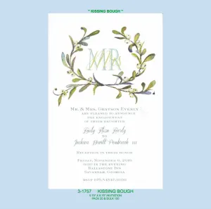 "Kissing Bough" Green Wreath Invitation