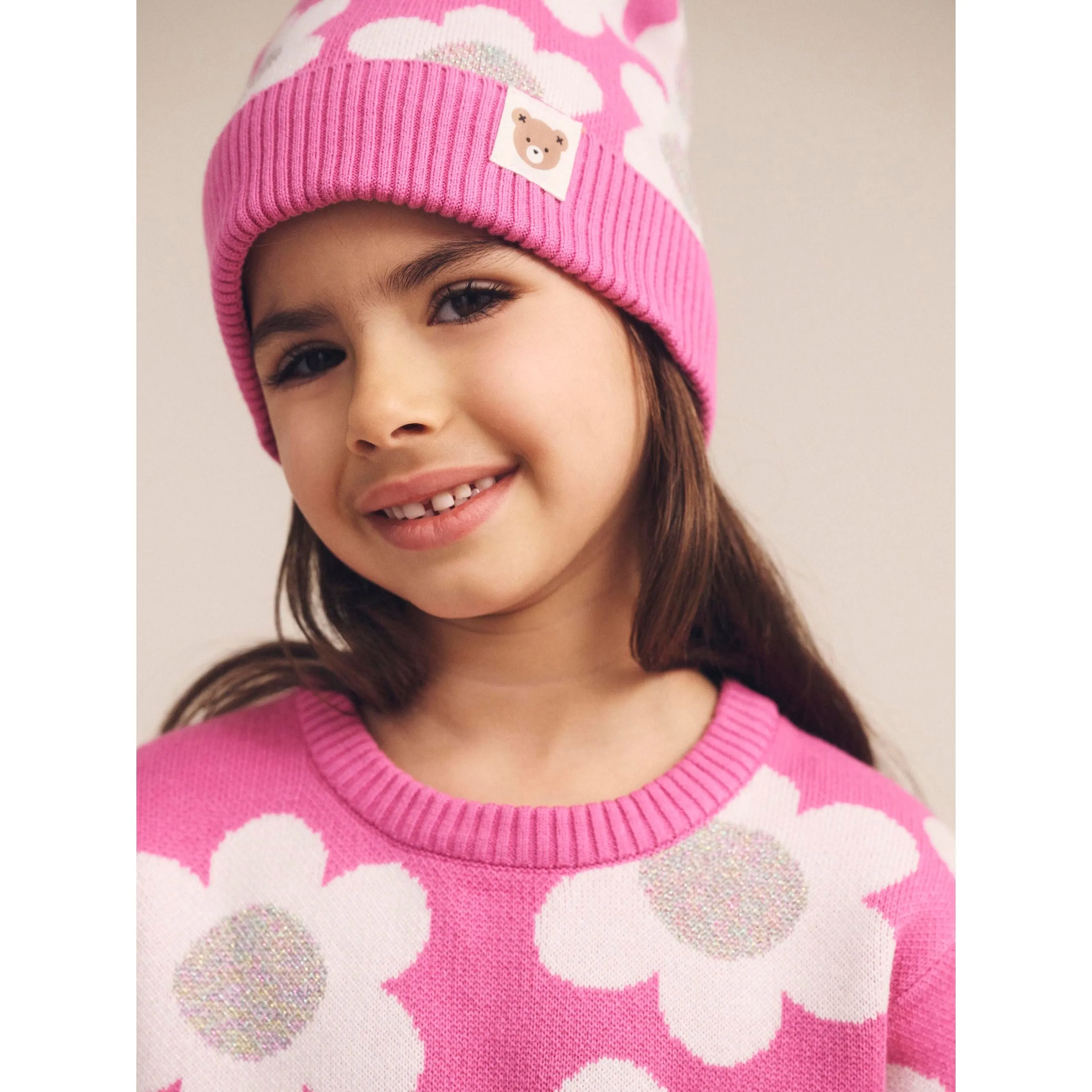 Raspberry Daisy Knit Jumper