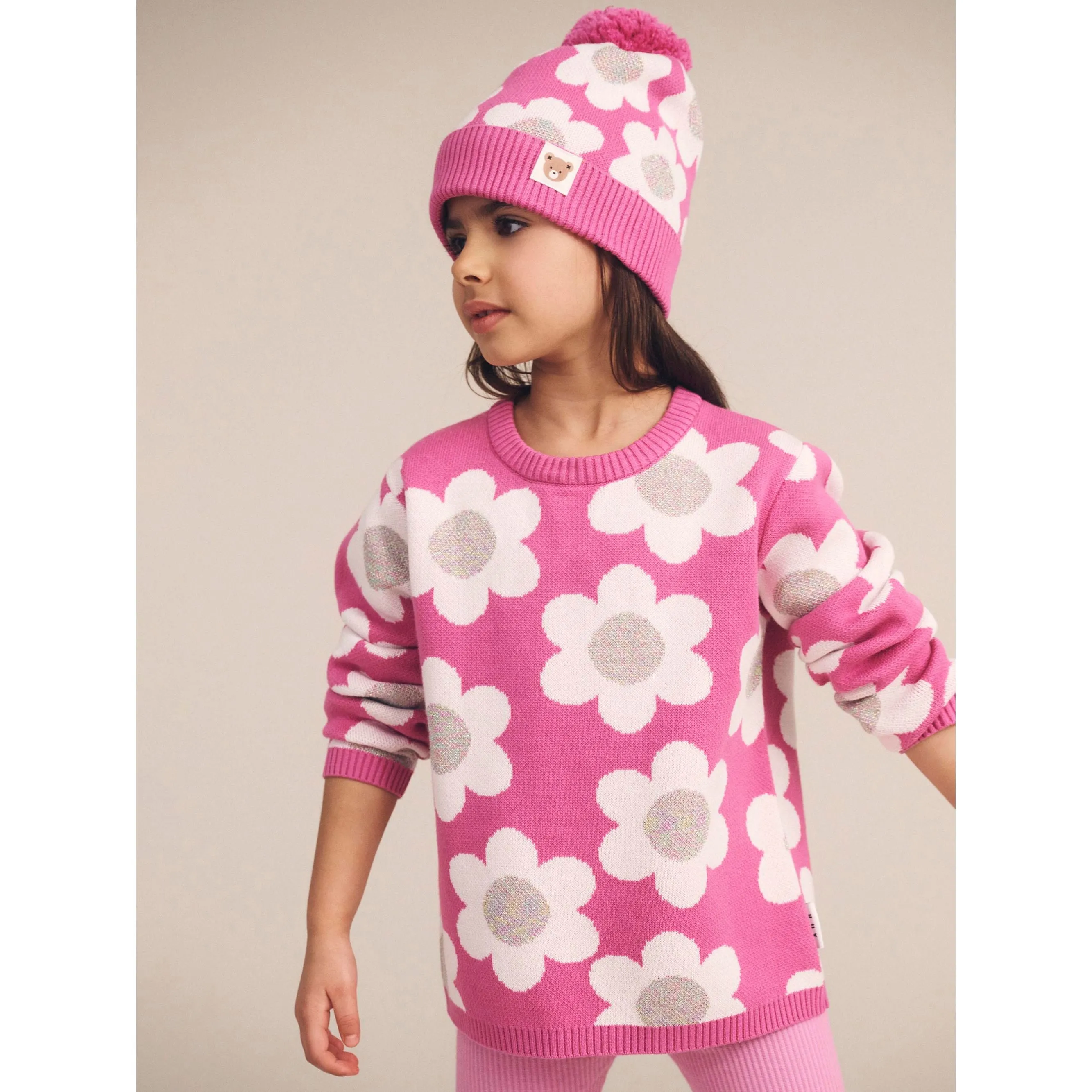 Raspberry Daisy Knit Jumper
