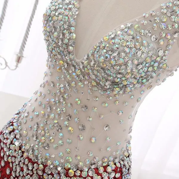 Red Backless Mermaid Prom Dress