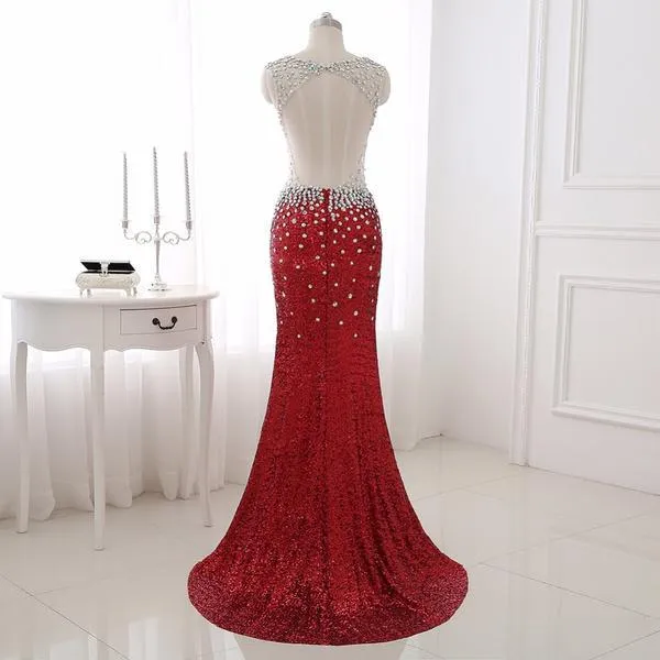 Red Backless Mermaid Prom Dress