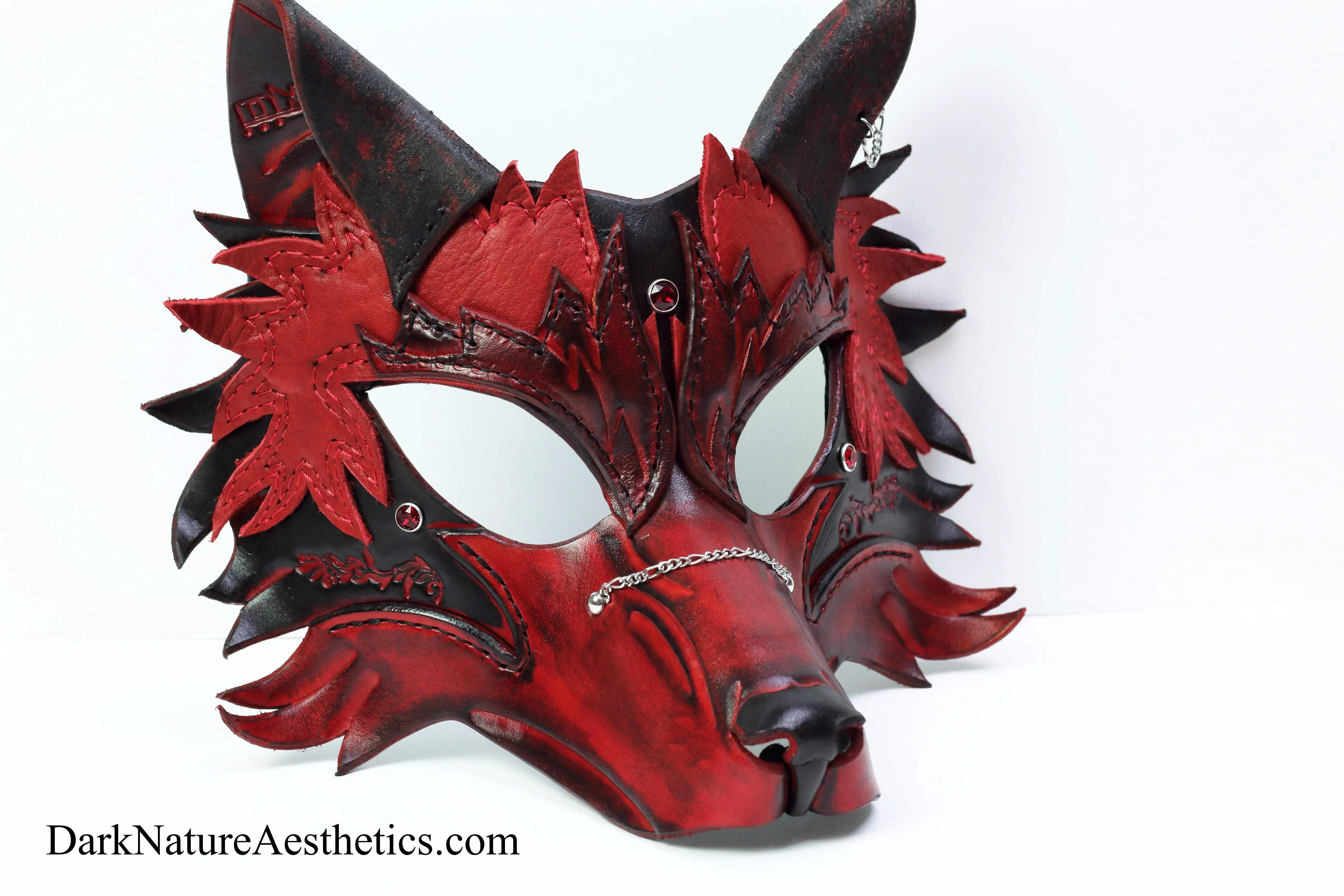 Red "Helldog" Wolf Leather Mask/Hood