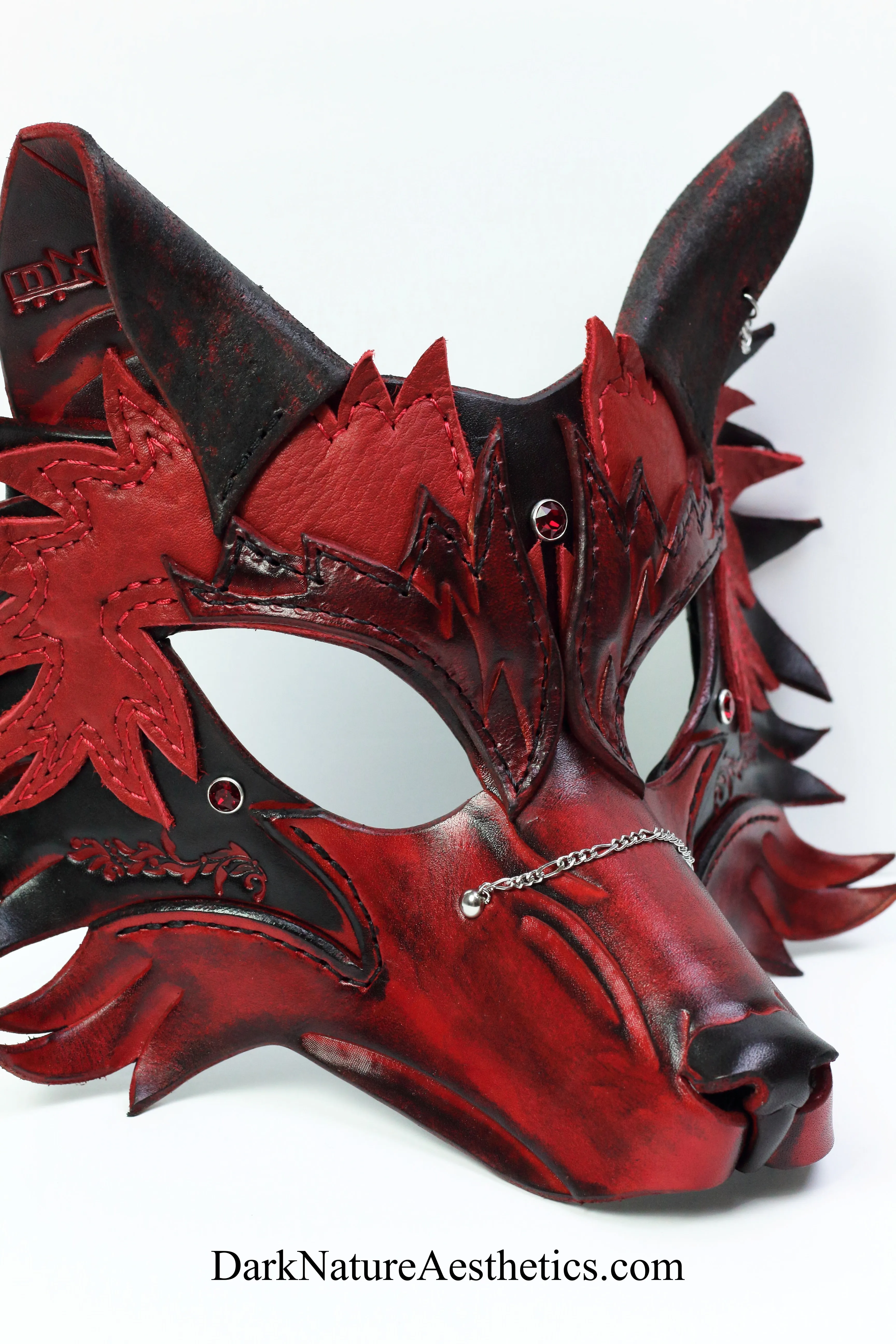 Red "Helldog" Wolf Leather Mask/Hood