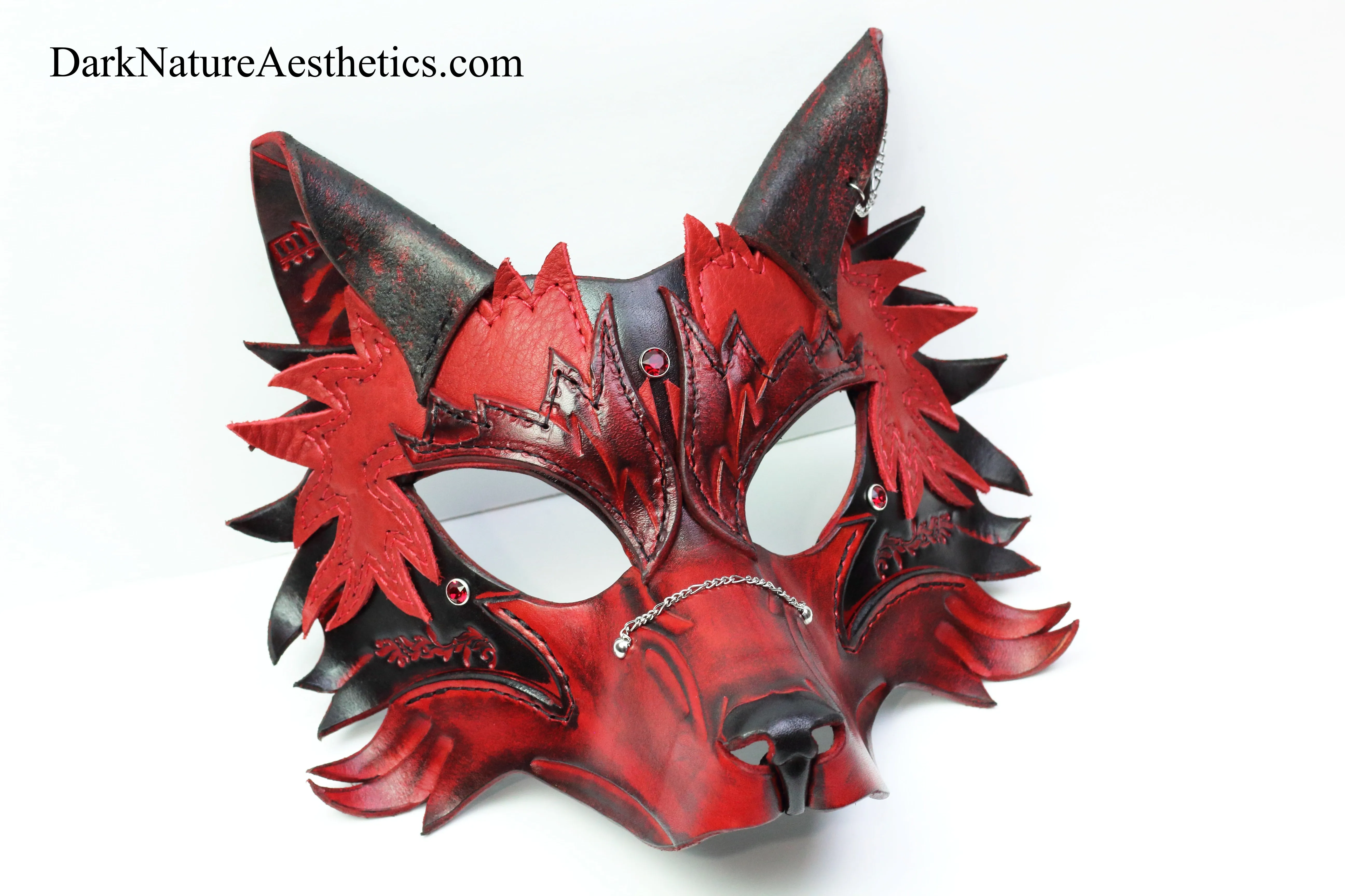 Red "Helldog" Wolf Leather Mask/Hood