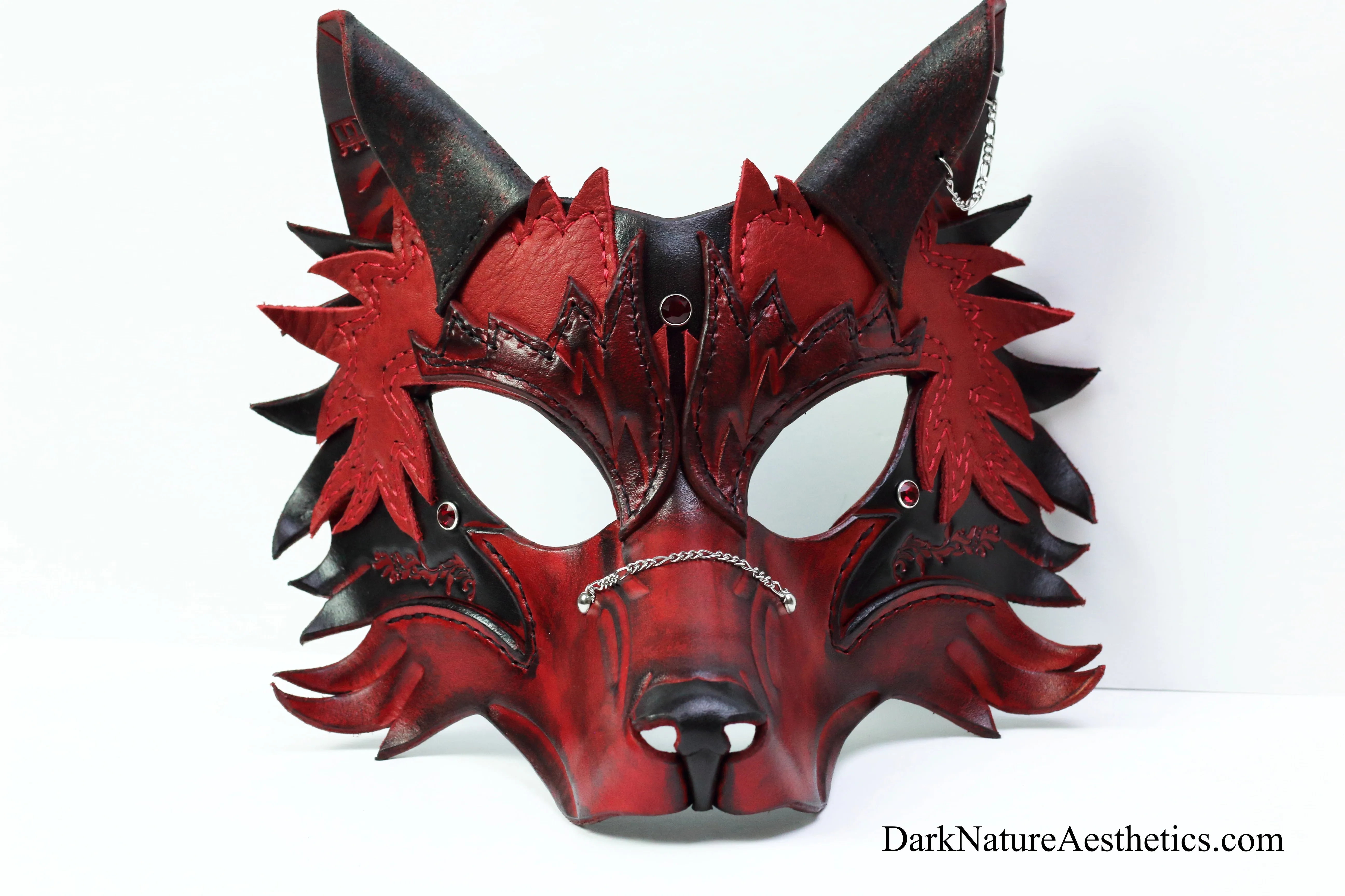 Red "Helldog" Wolf Leather Mask/Hood