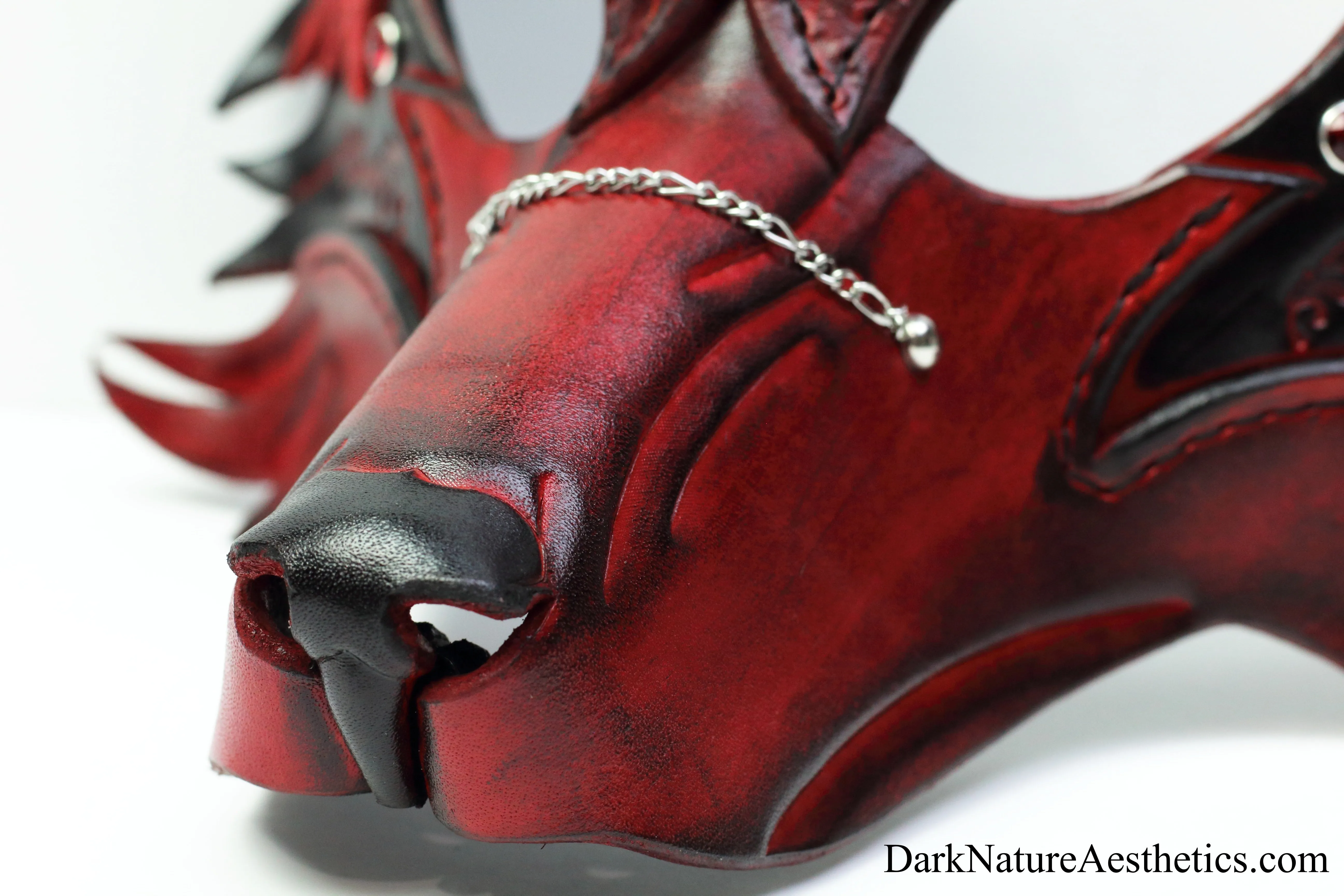 Red "Helldog" Wolf Leather Mask/Hood