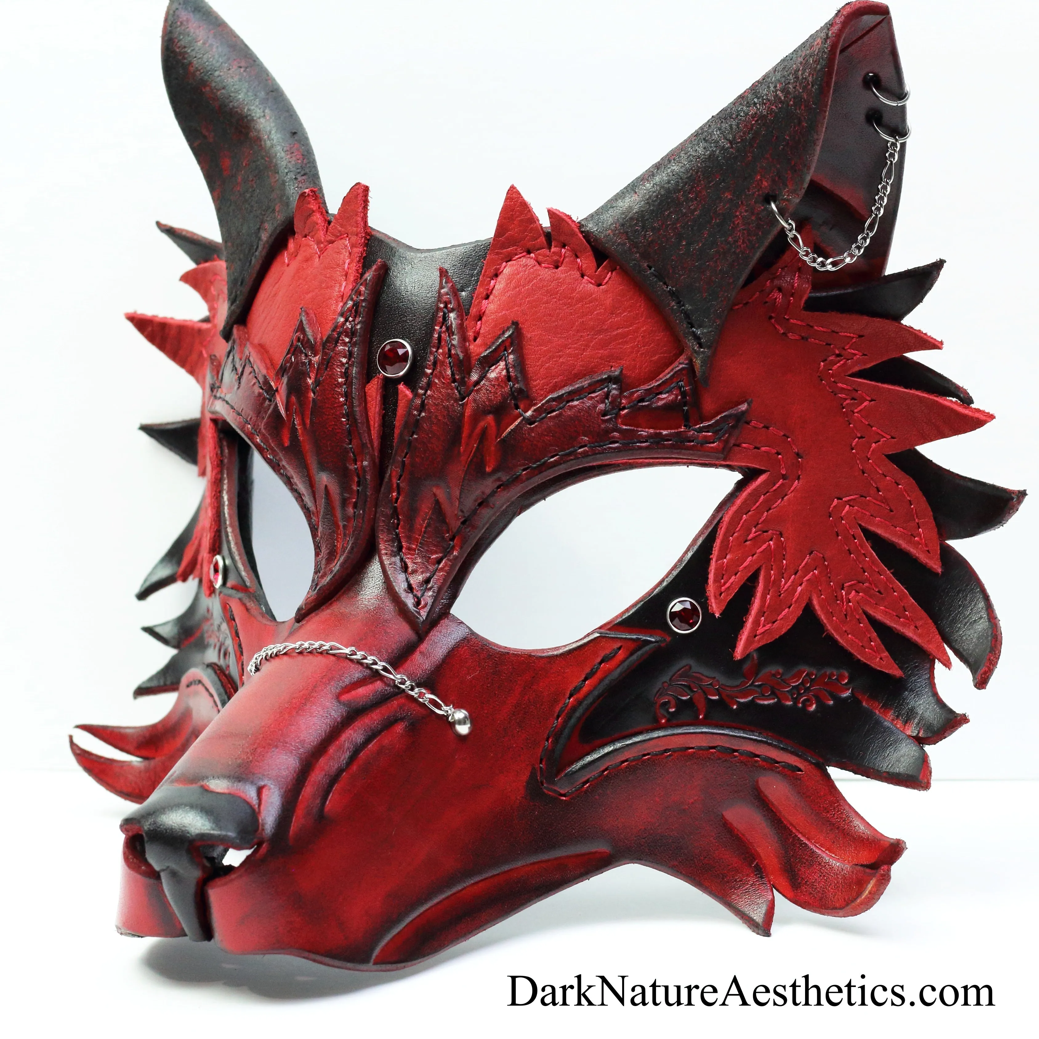 Red "Helldog" Wolf Leather Mask/Hood
