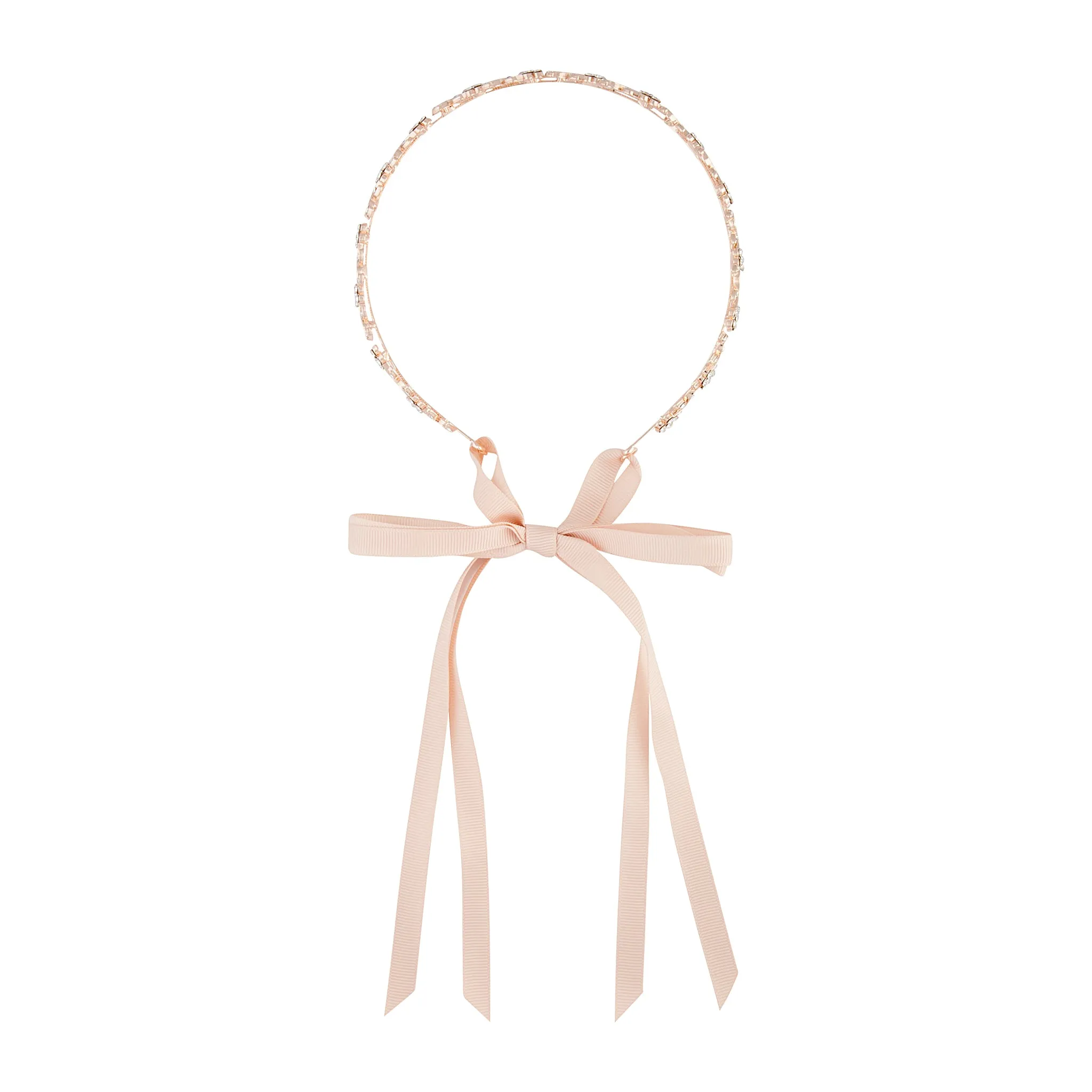 Rose Gold Diamante Leaf Tie Headband