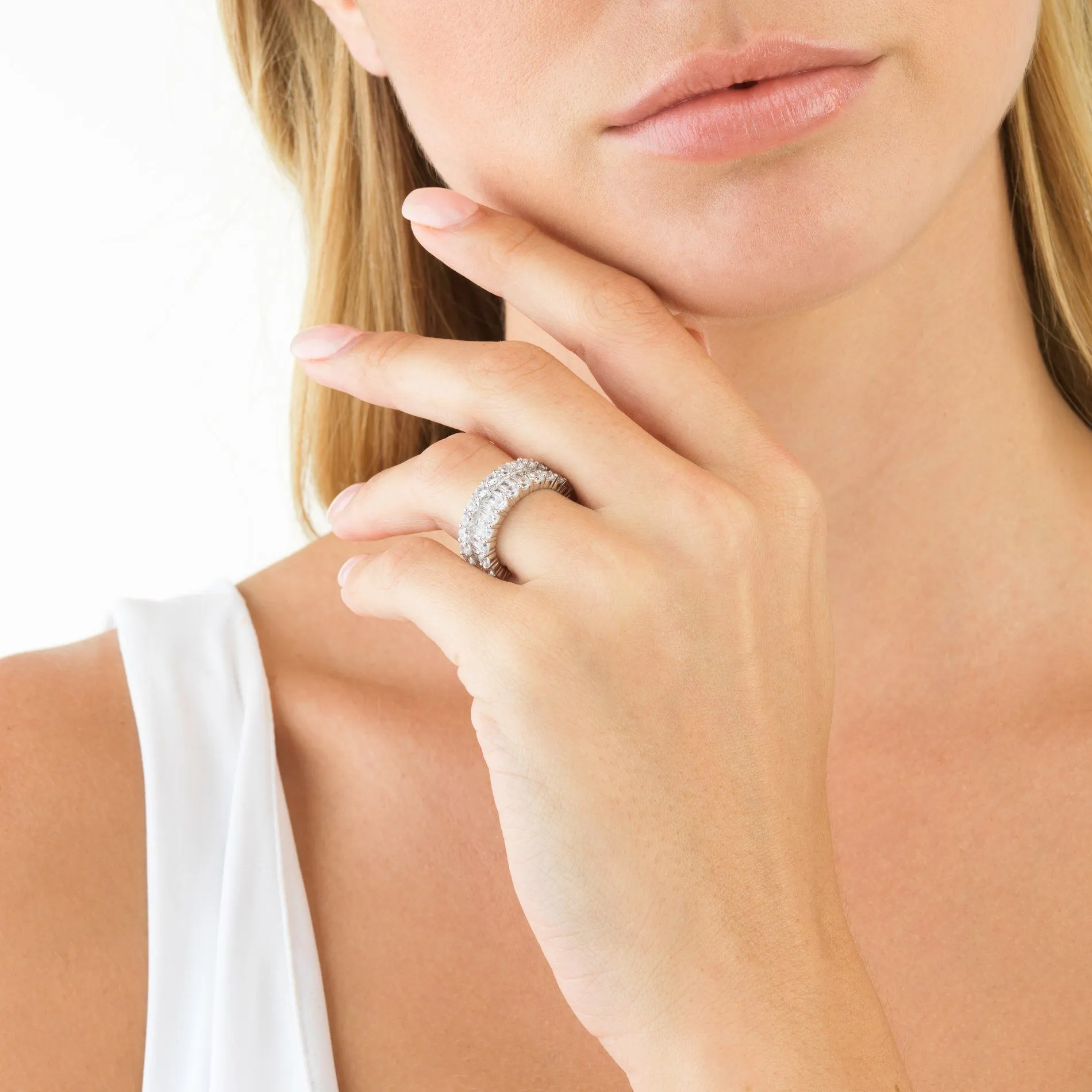 Round X Baguette Ring
