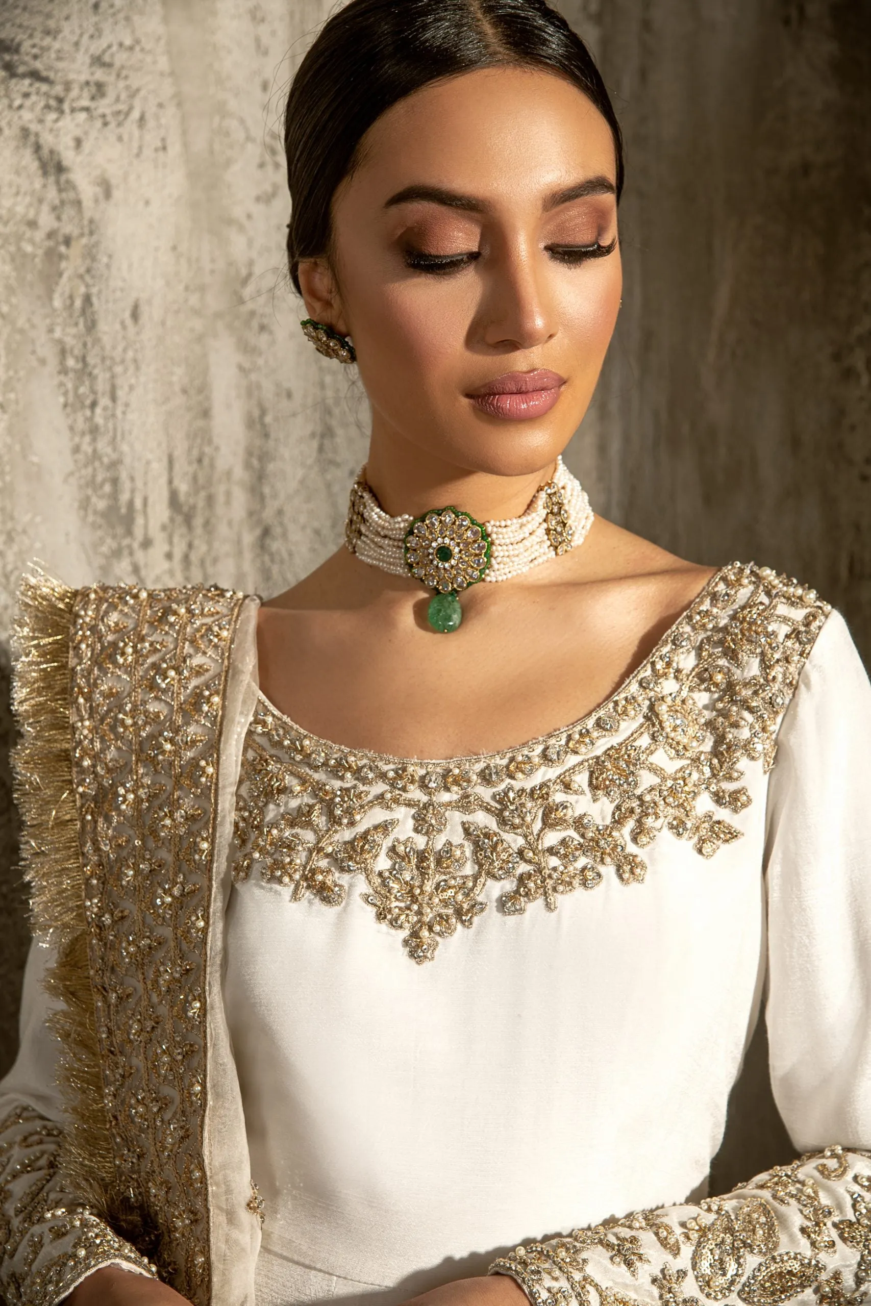 Royal Nikkah Dress for Bride in Pishwas Style #BS867
