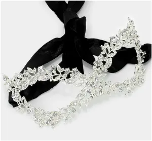 Sabella Floral Vine Masquerade Mask | Crystal | Silver