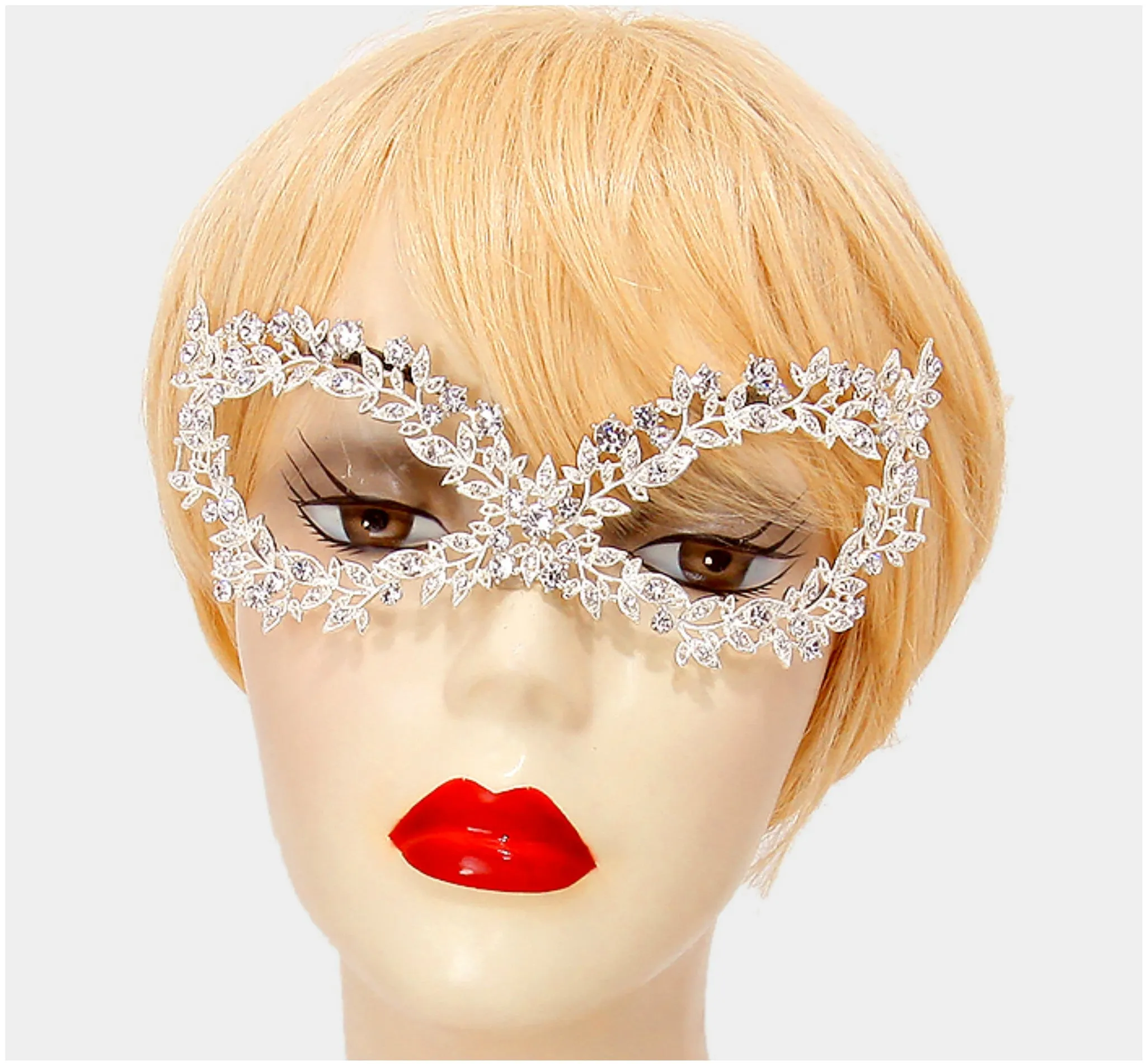 Sabella Floral Vine Masquerade Mask | Crystal | Silver