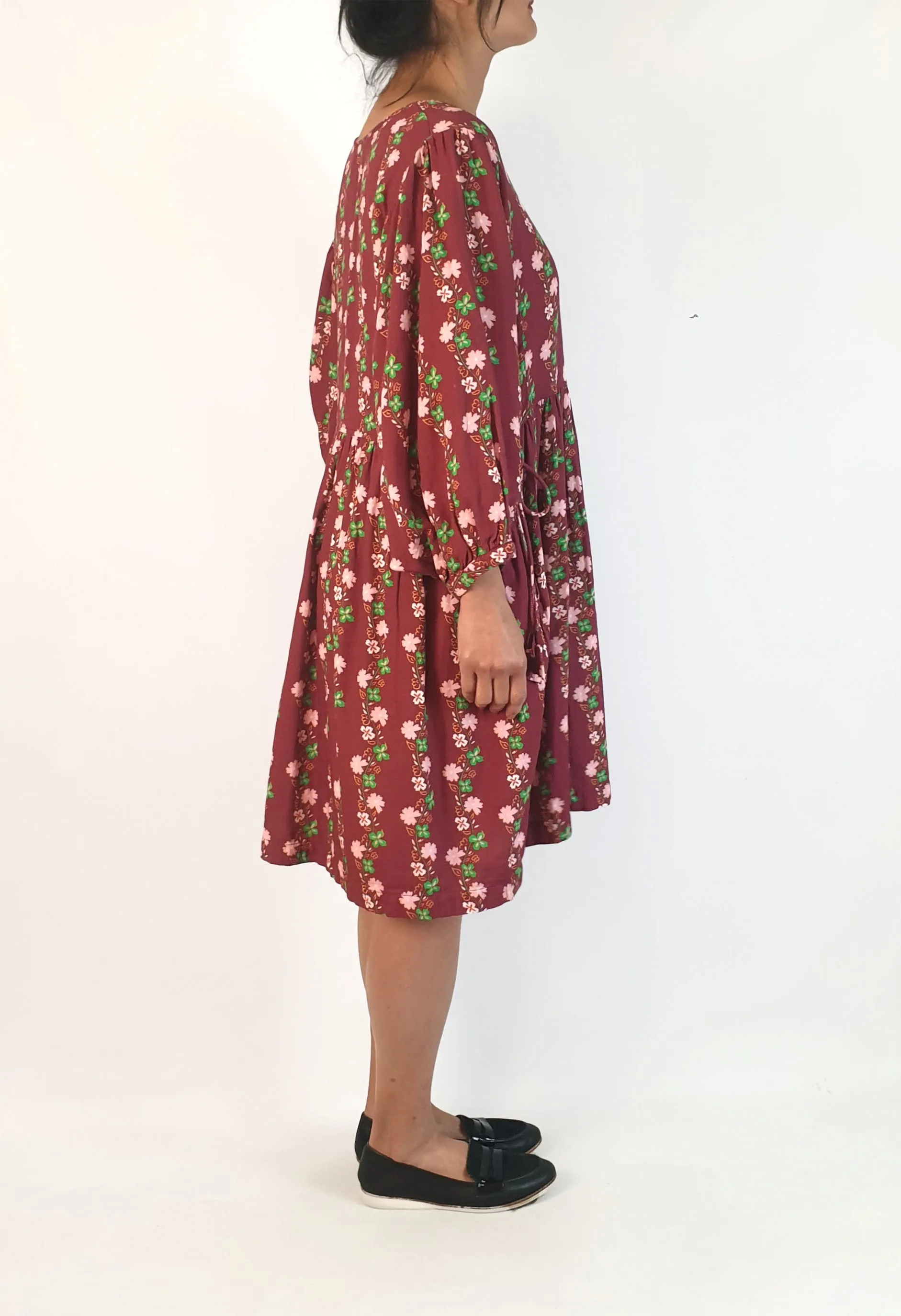 Sage & Claire red floral print long sleeve dress size S