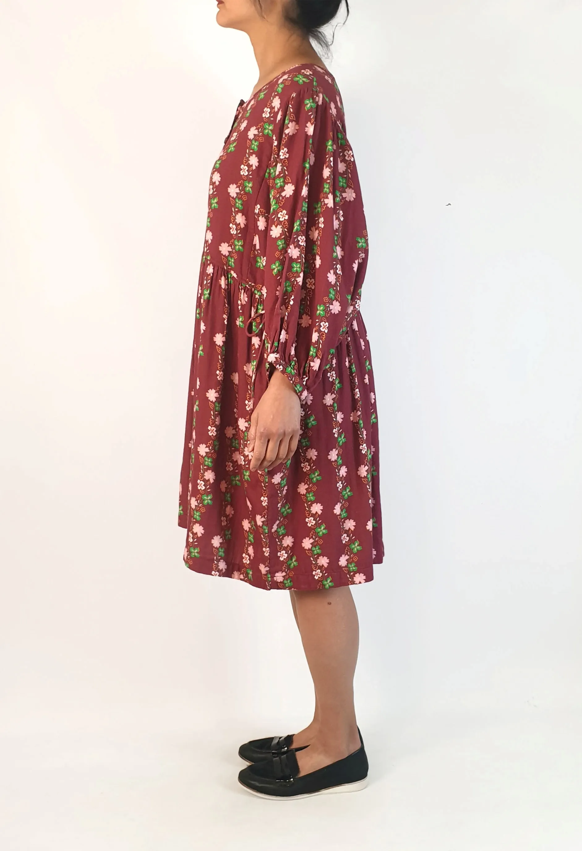 Sage & Claire red floral print long sleeve dress size S