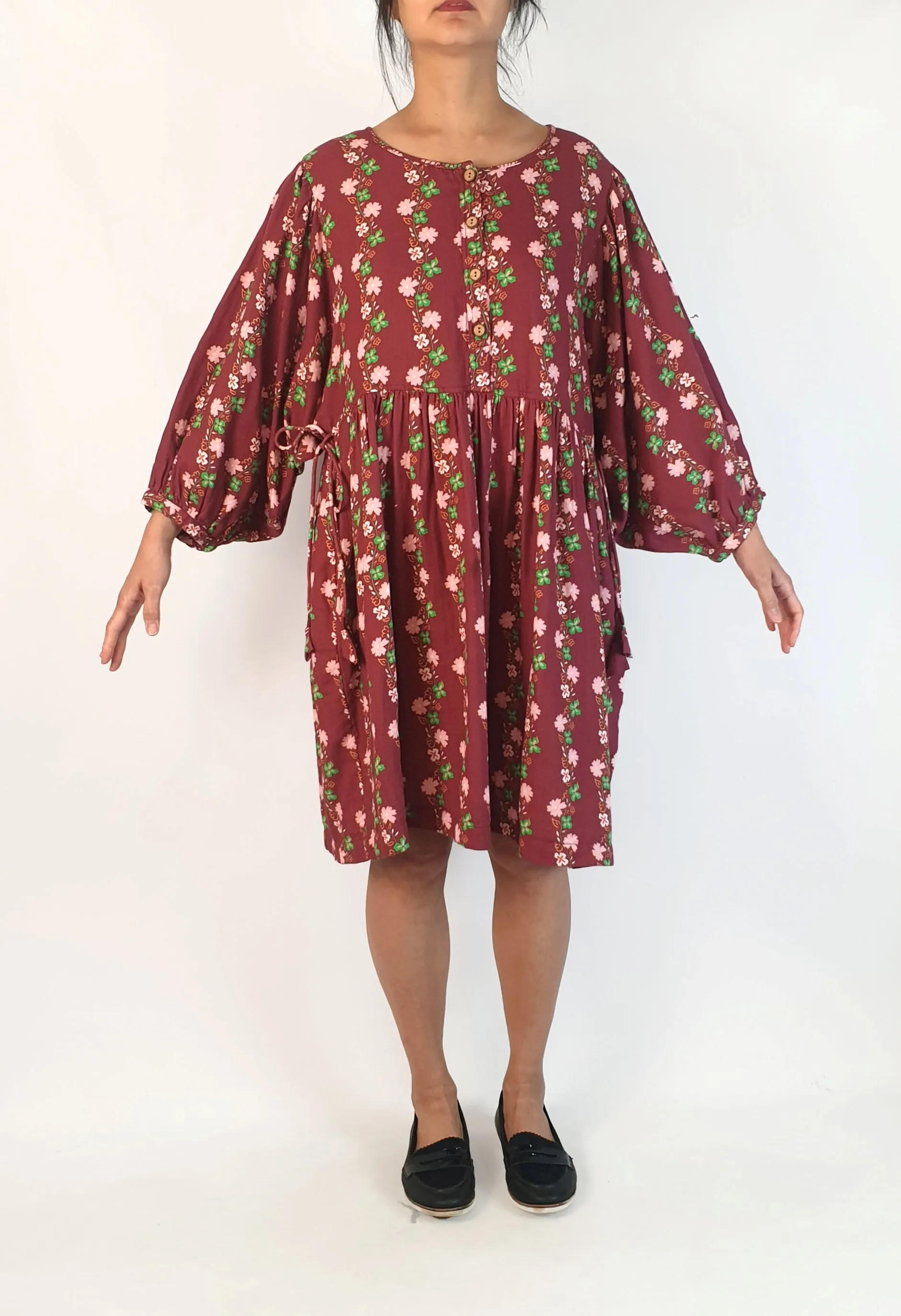 Sage & Claire red floral print long sleeve dress size S