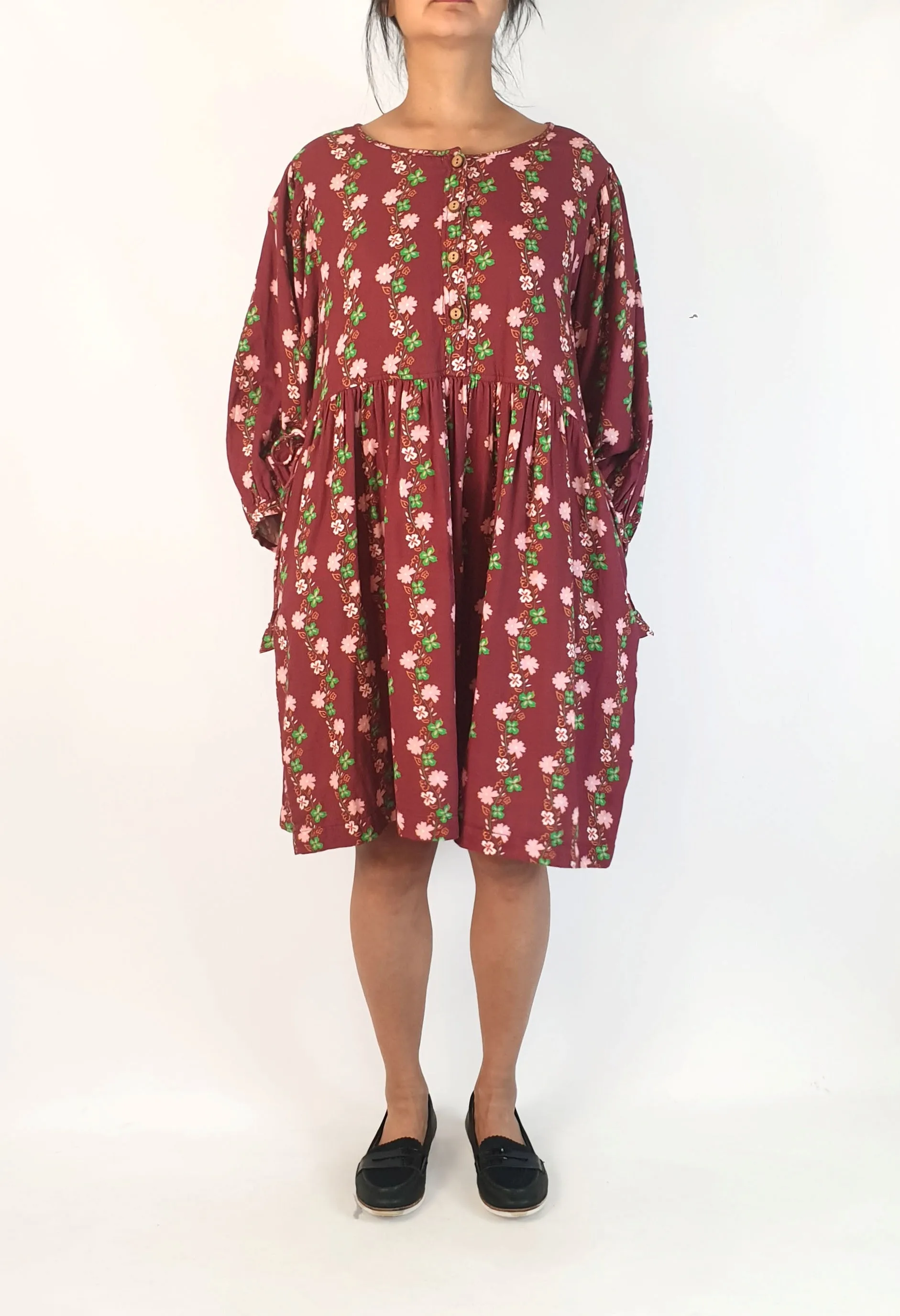 Sage & Claire red floral print long sleeve dress size S