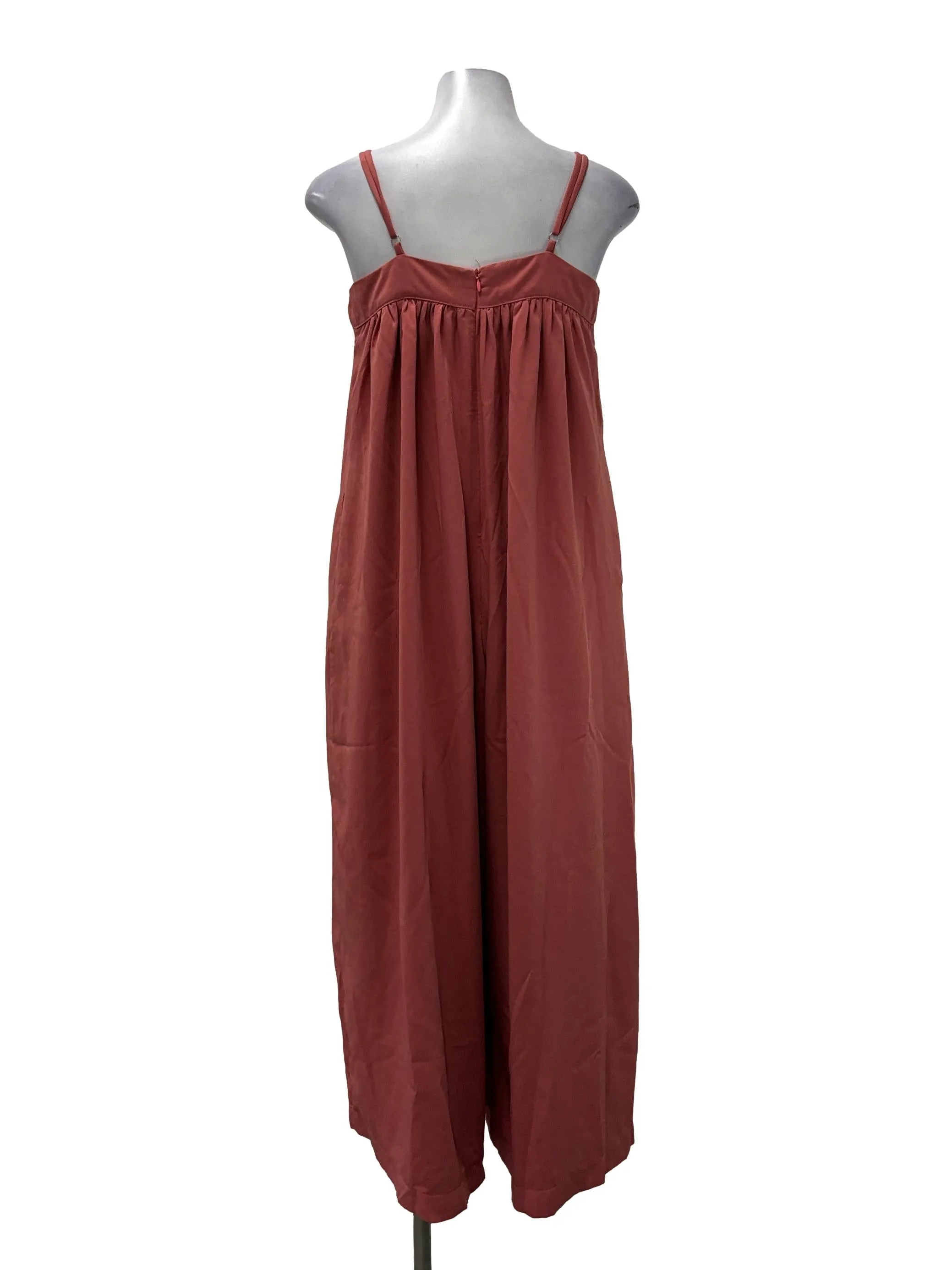 Salmon Pink Across Neck Cami Puff Jumpsuit