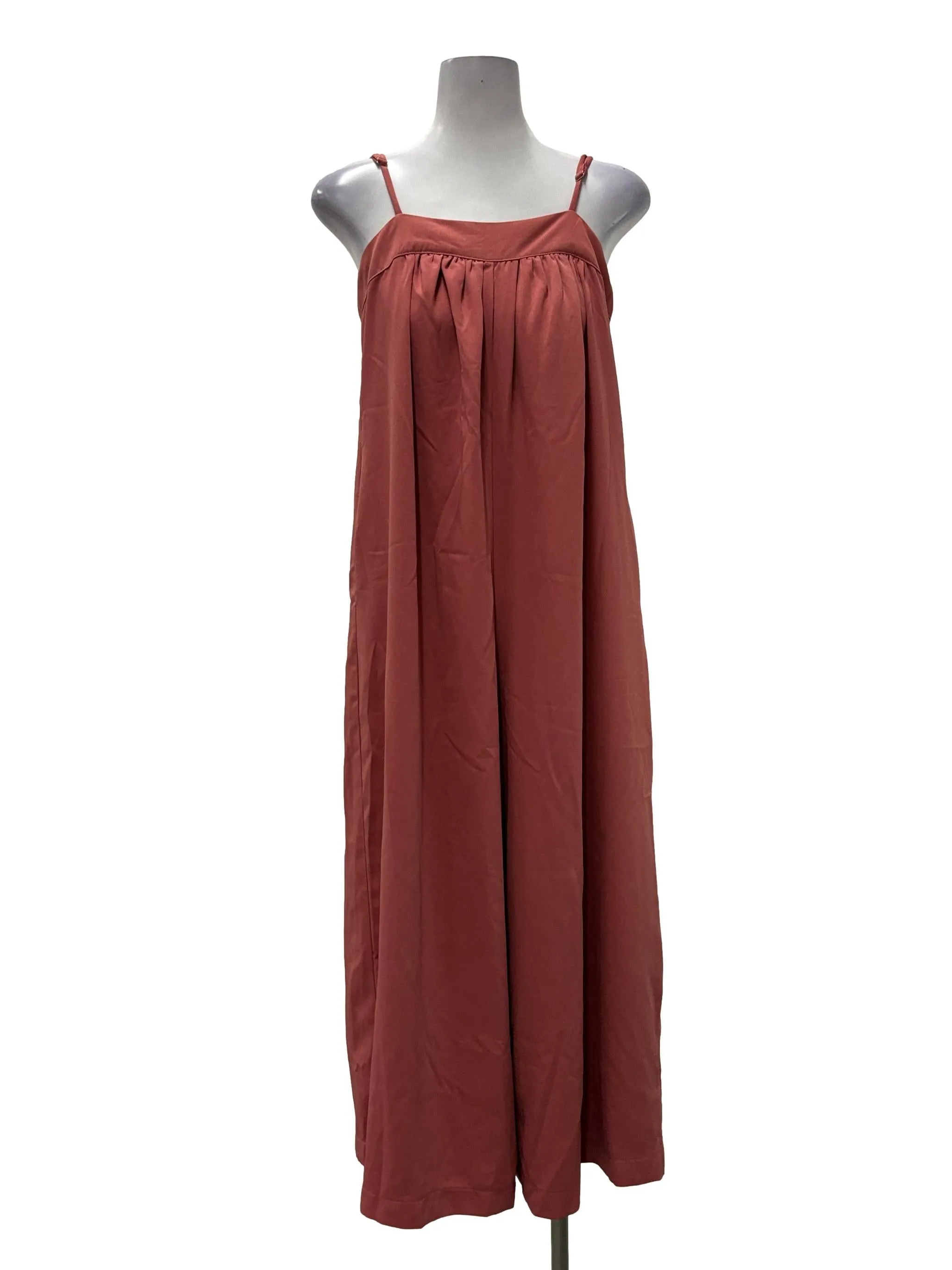 Salmon Pink Across Neck Cami Puff Jumpsuit