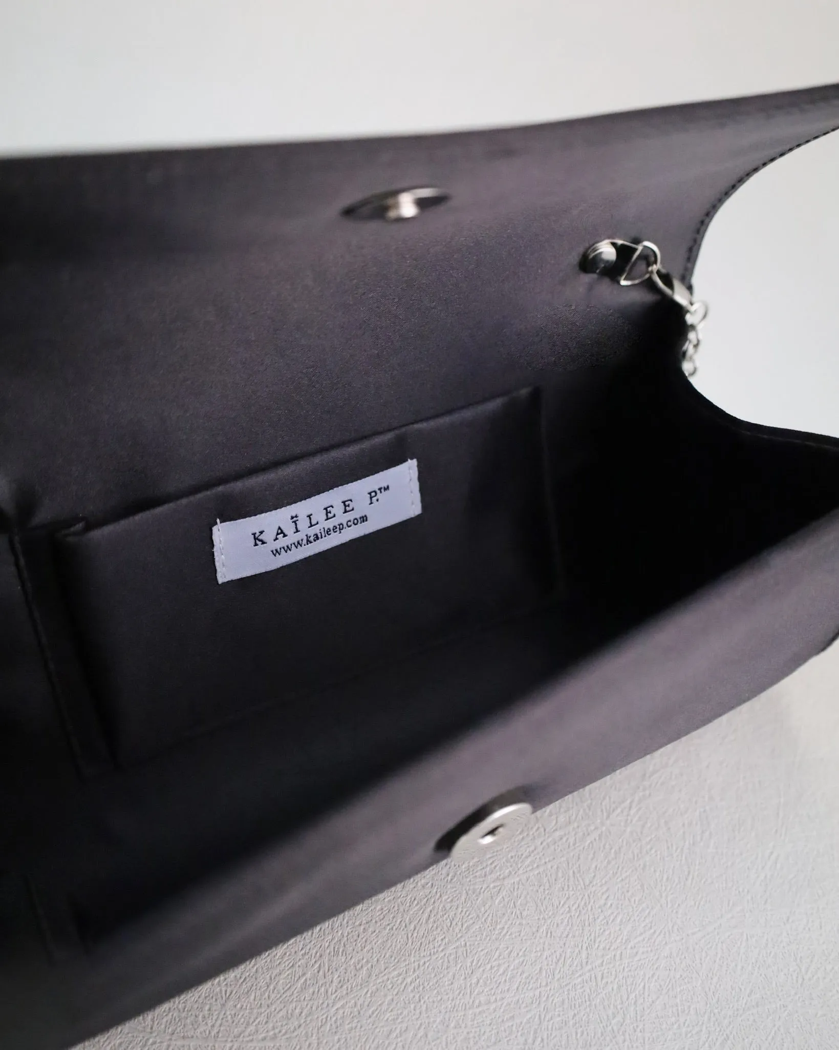 Satin Evening Clutch with Rhinestones Applique