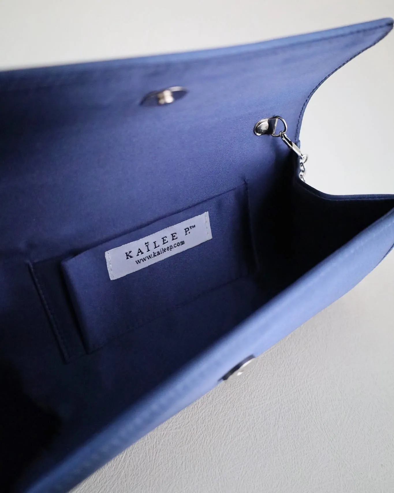 Satin Evening Clutch with Rhinestones Applique