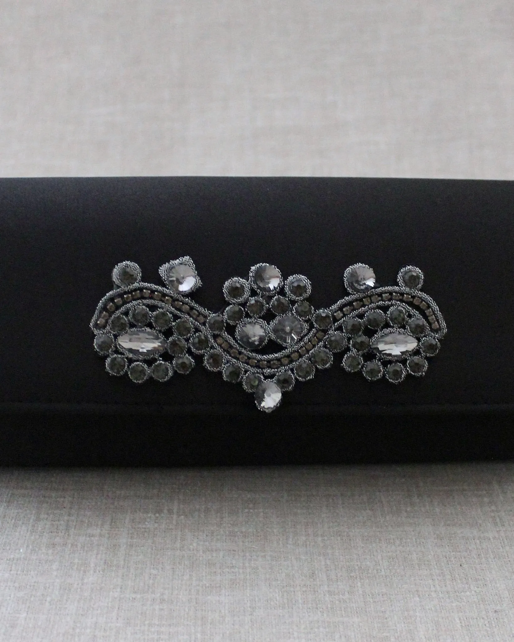 Satin Evening Clutch with Rhinestones Applique