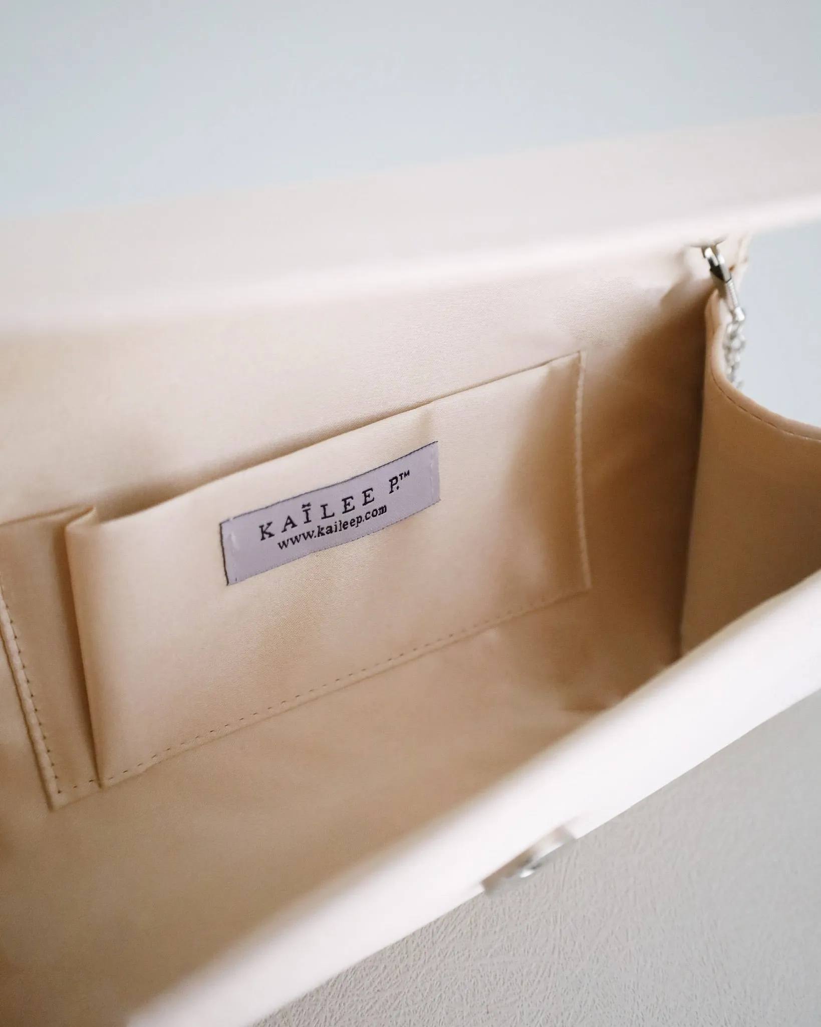 Satin Evening Clutch with Rhinestones Applique