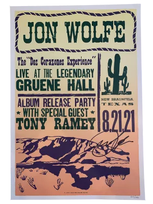 SIGNED Hatch Print Dos Corazones Experience Gruene Hall Poster