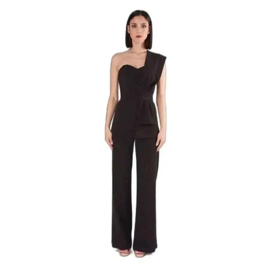 Silence Women Black Jumpsuit with Sweetheart Neckline