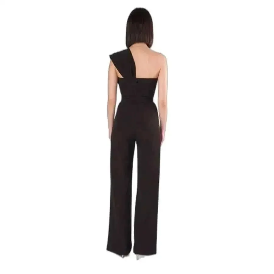 Silence Women Black Jumpsuit with Sweetheart Neckline