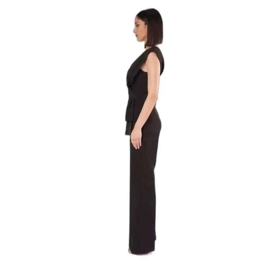 Silence Women Black Jumpsuit with Sweetheart Neckline