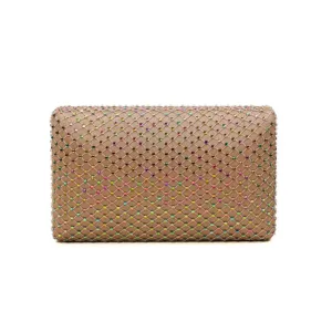 Simitri Linen Fishnet Crystal Clutch