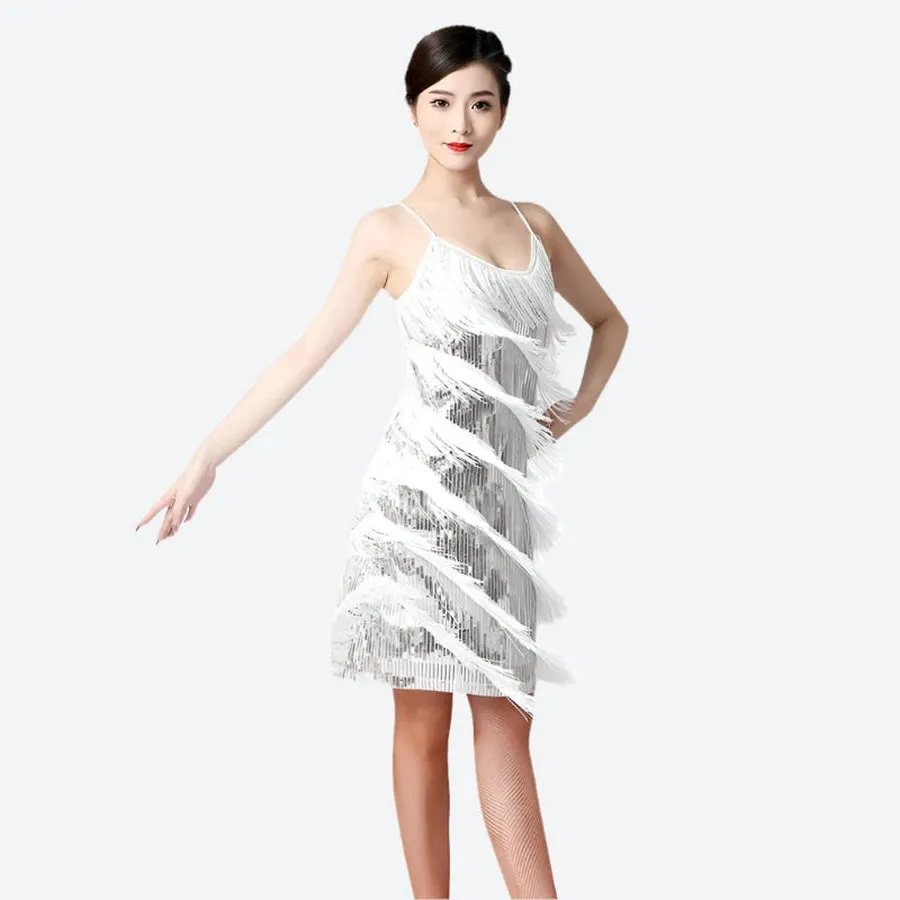 Sparkling Fringe Spaghetti Strap Dresses