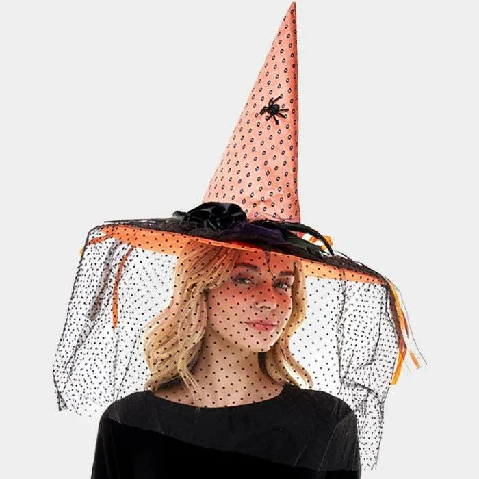 Spider Witch Halloween Hat With Veil