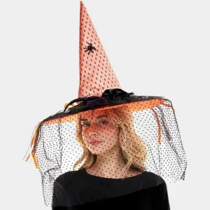 Spider Witch Halloween Hat With Veil