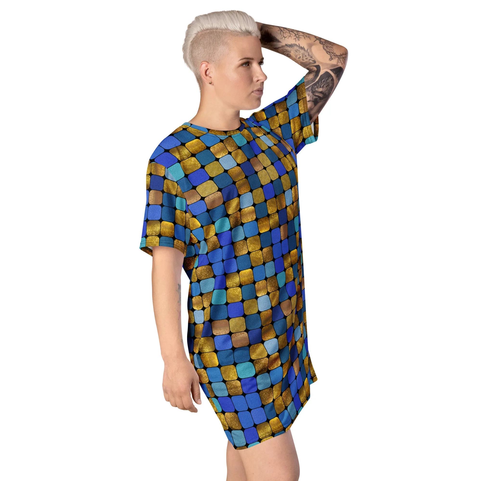 T-shirt Dress, Blue EDM Rave