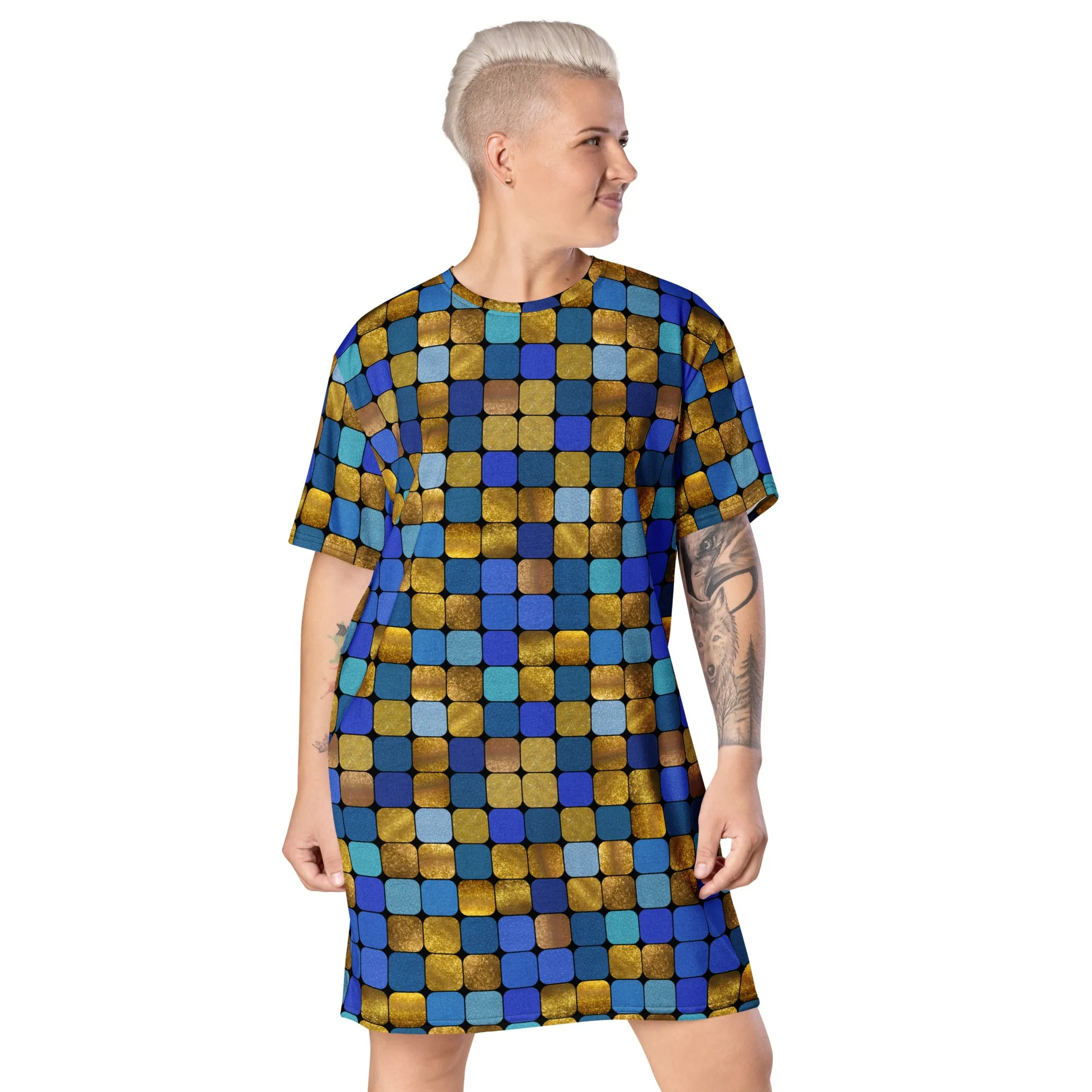 T-shirt Dress, Blue EDM Rave