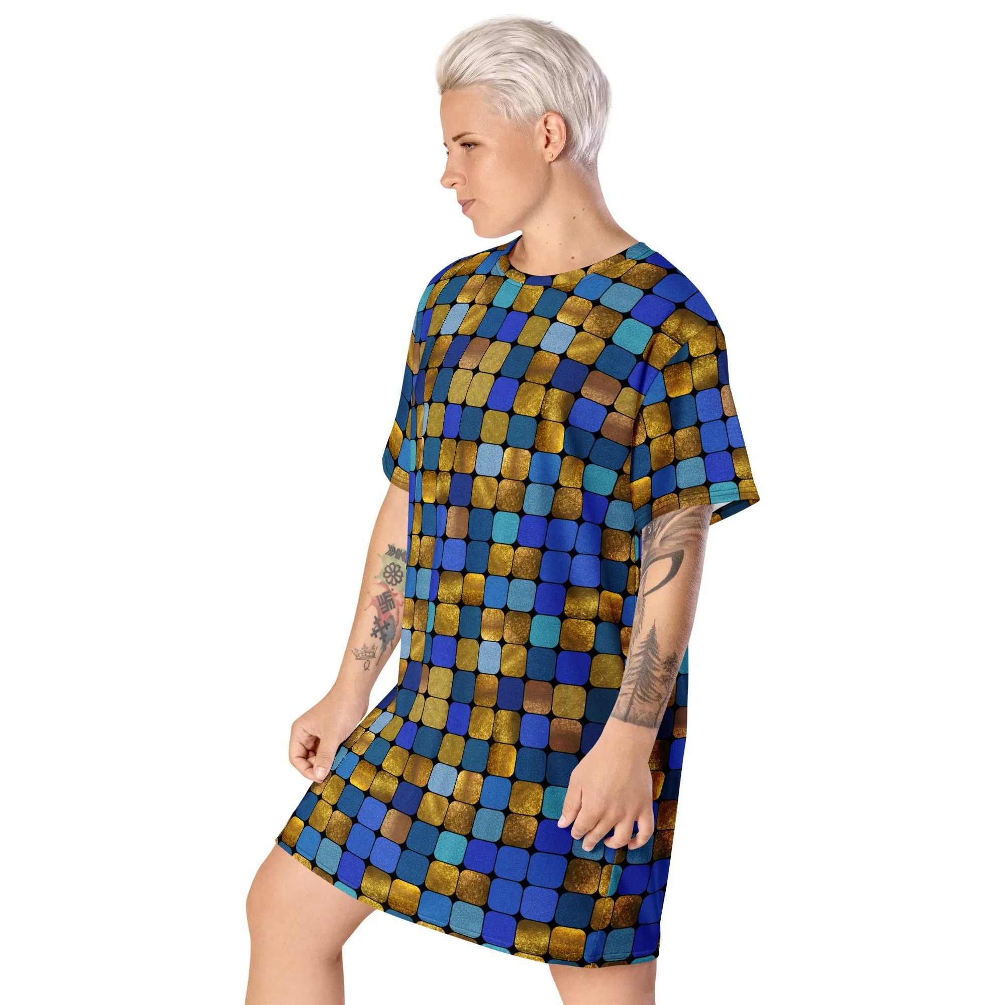 T-shirt Dress, Blue EDM Rave