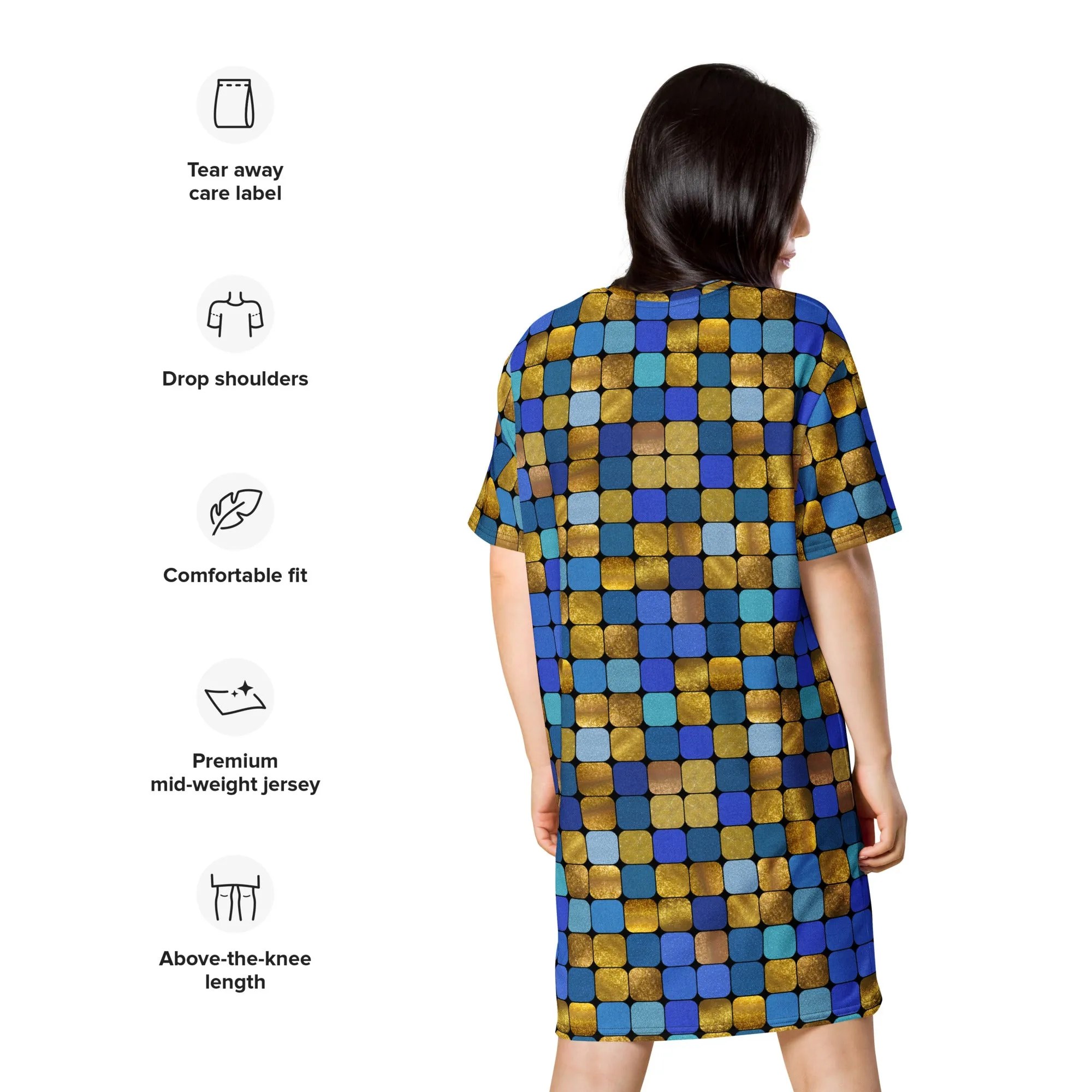 T-shirt Dress, Blue EDM Rave