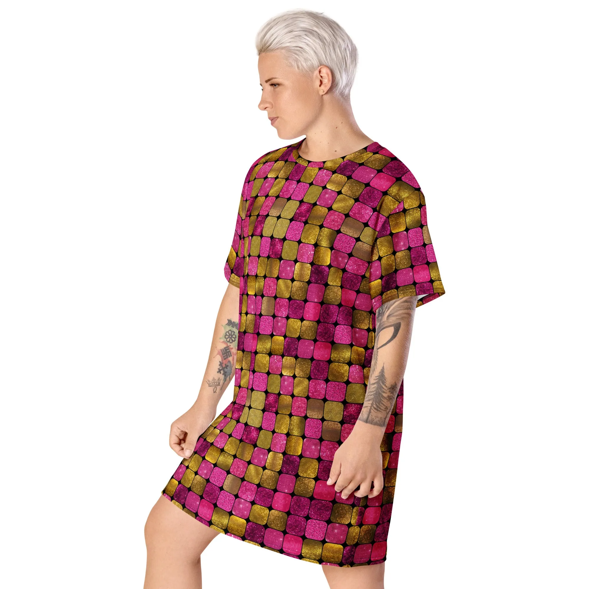 T-shirt Dress, Pink EDM Rave