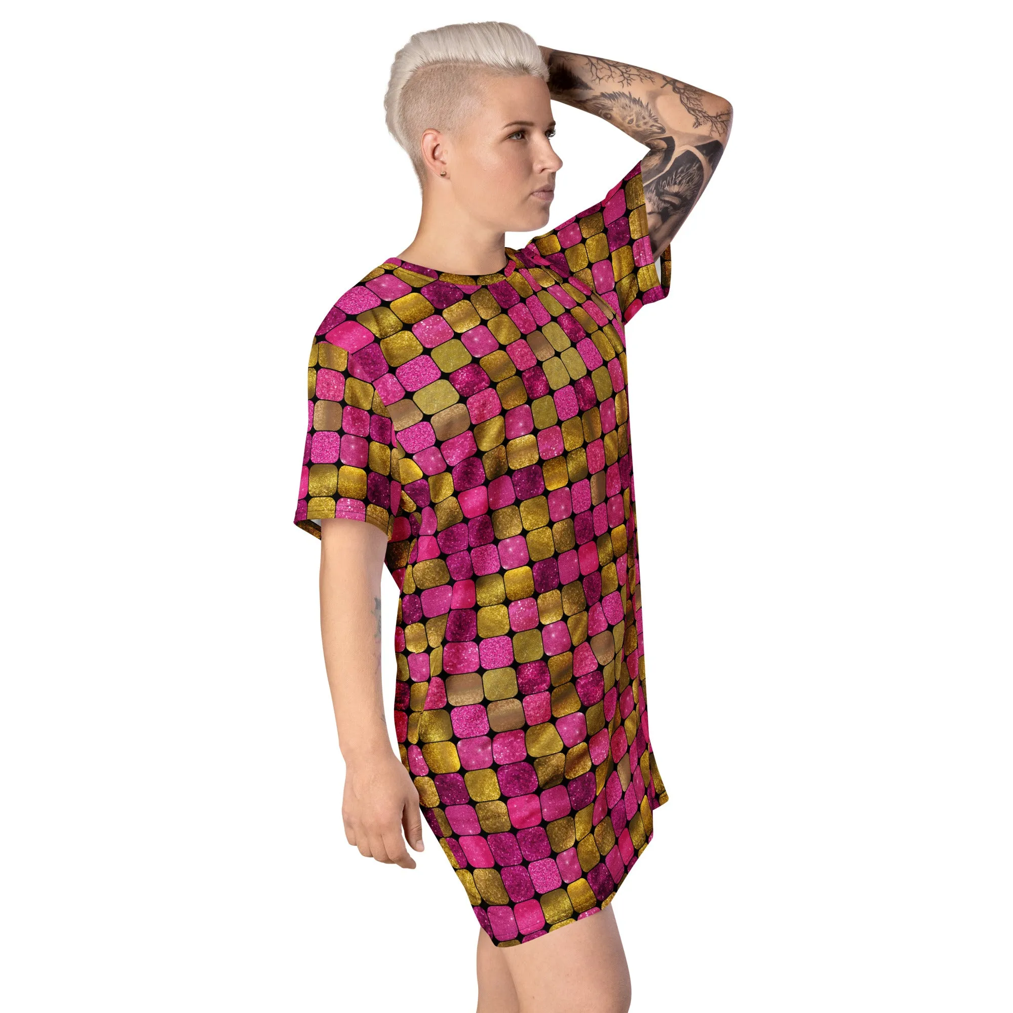 T-shirt Dress, Pink EDM Rave