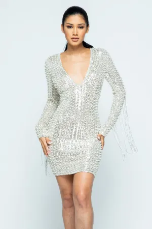 THE GLAMOUR DRESS (OFF WHITE SILVER)