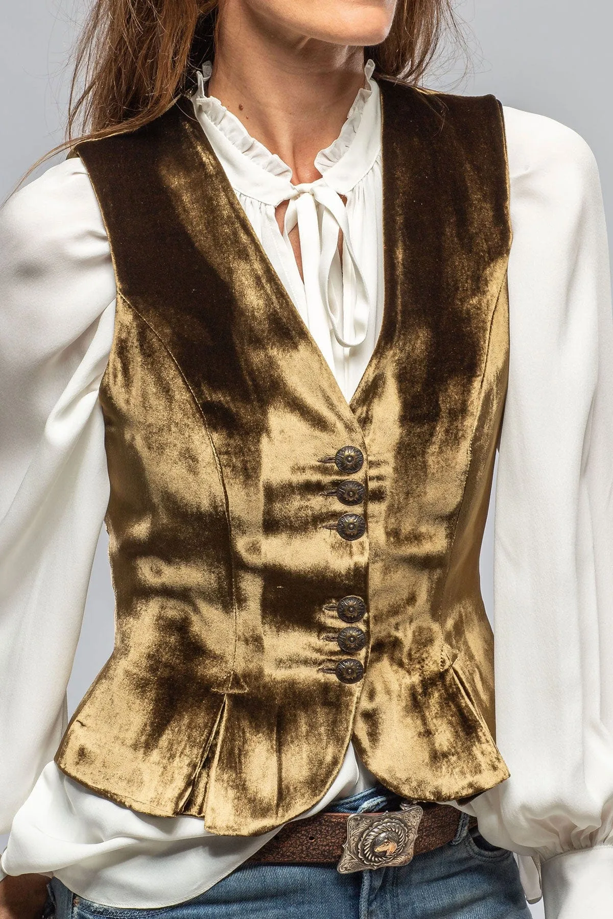 Tiana Velvet Vest In Khaki