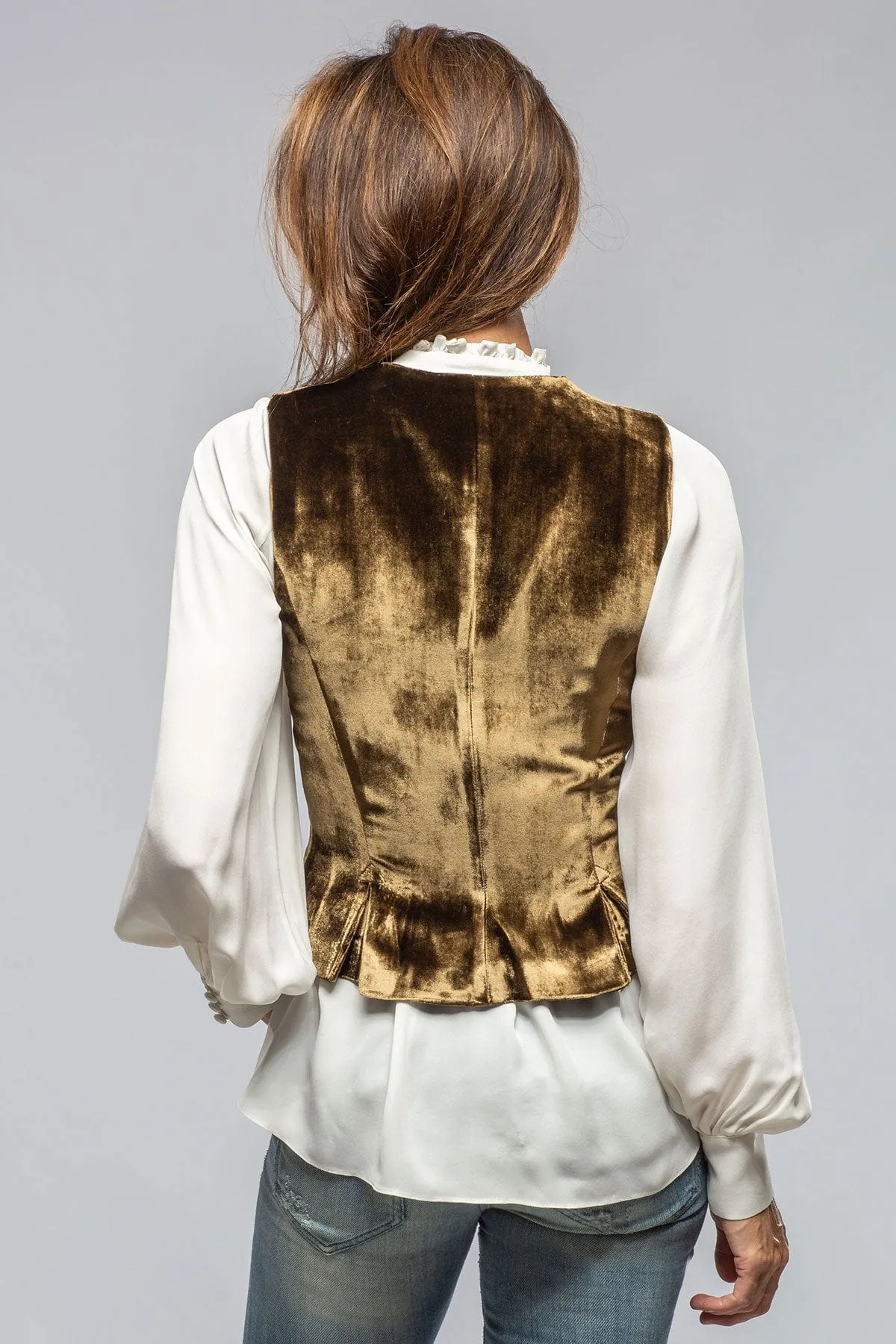 Tiana Velvet Vest In Khaki