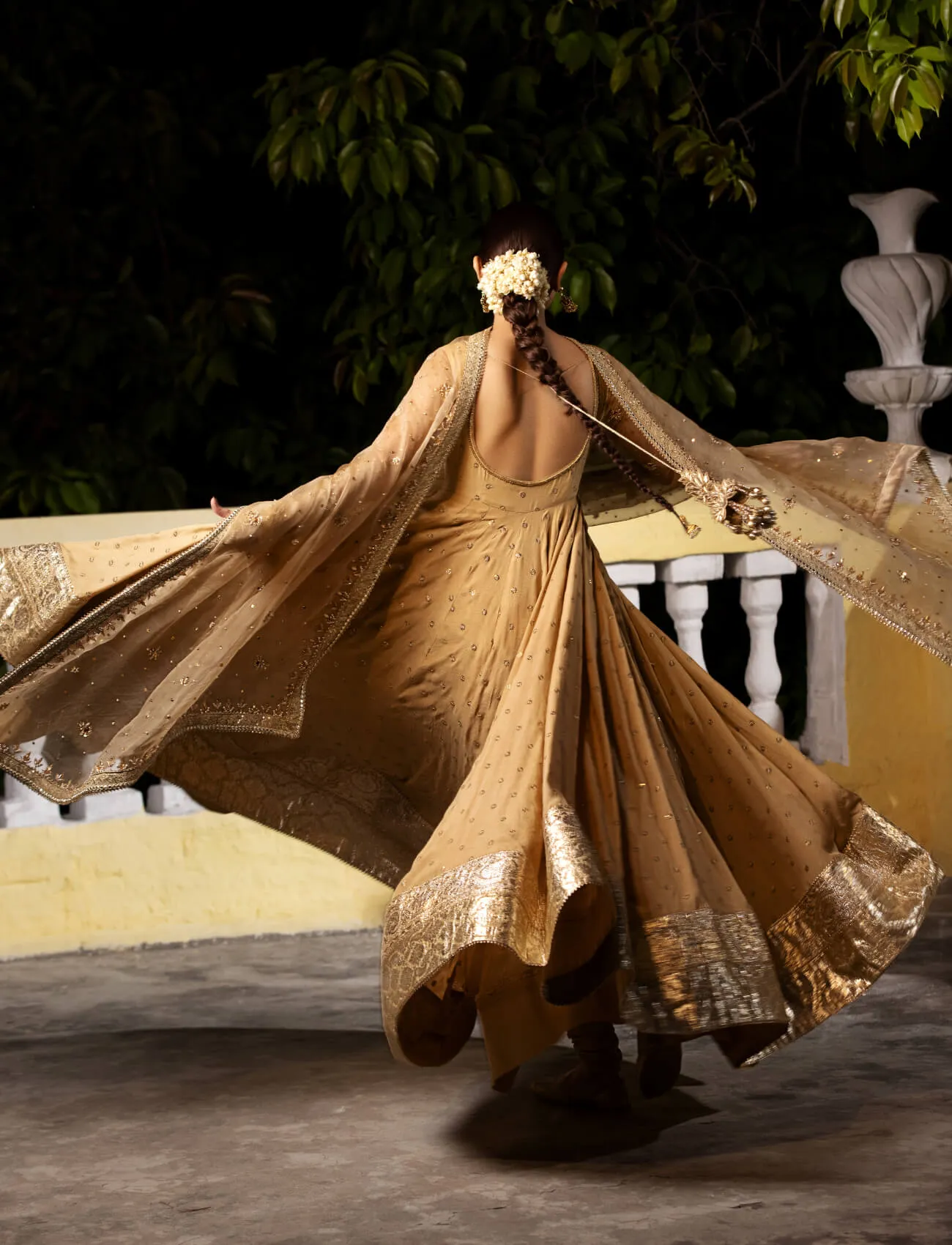 Traditional Gold Embellished Pishwas Pakistani Wedding Dress