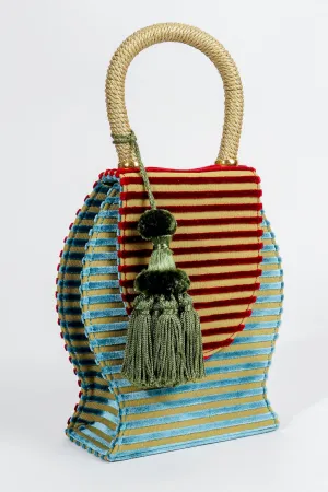 Velvet Striped Bell Bag