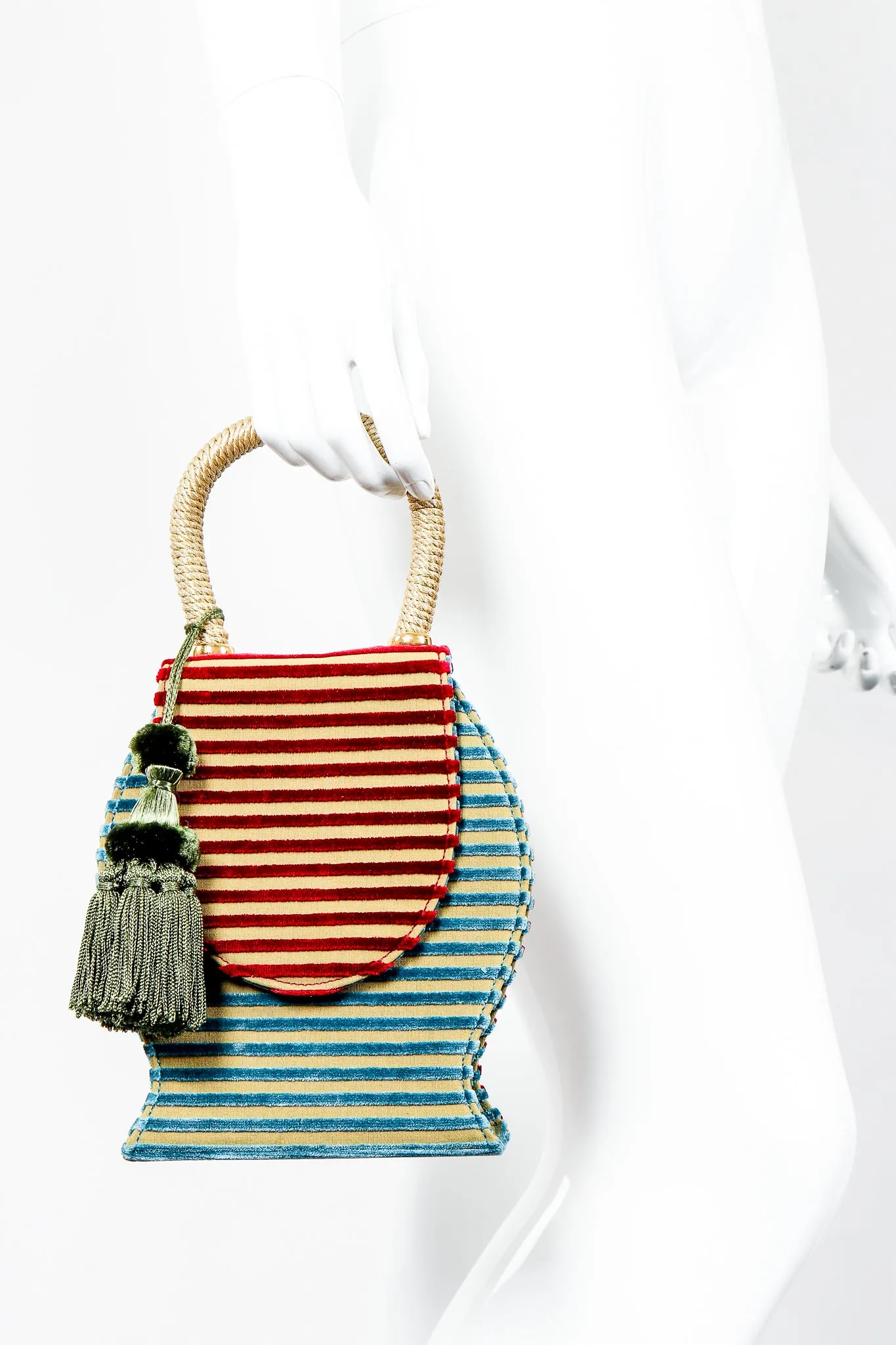 Velvet Striped Bell Bag